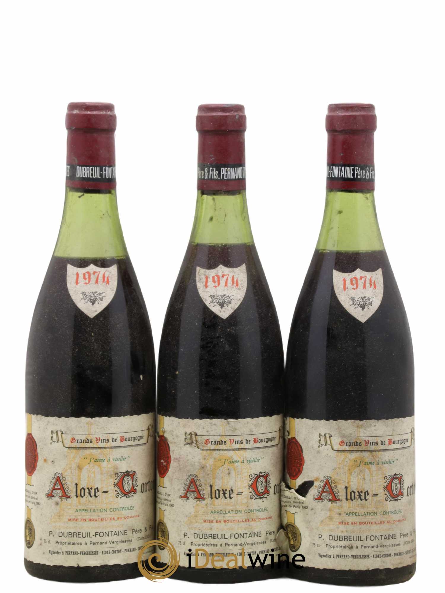 Aloxe-Corton Dubreuil Fontaine 1974 - Posten von 3 Flaschen - 0