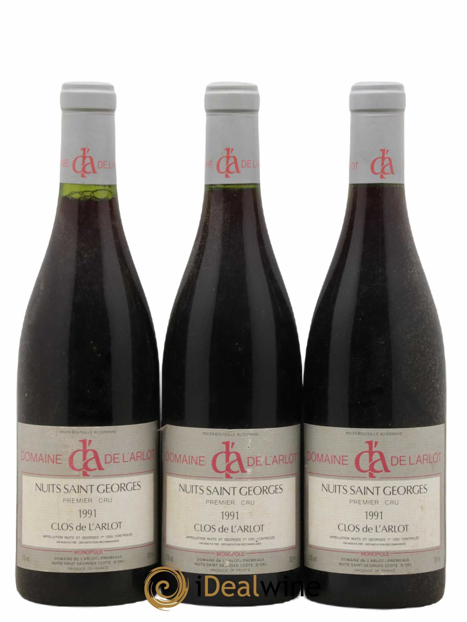 Nuits-Saint-Georges 1er Cru Clos de l'Arlot Domaine de l'Arlot 1991 - Lot de 3 bouteilles - 0