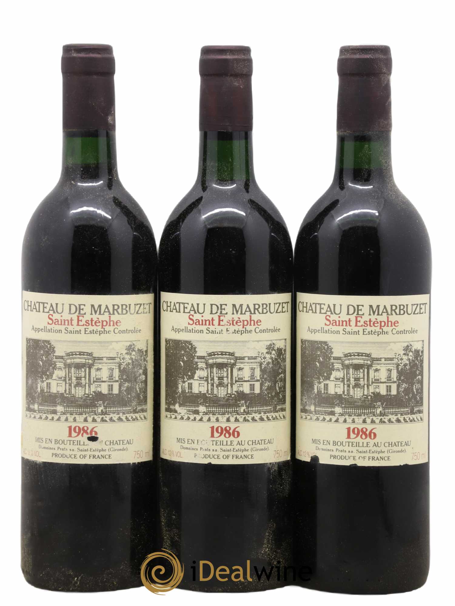 Château de Marbuzet Cru Bourgeois 1986 - Lot de 3 bouteilles - 0