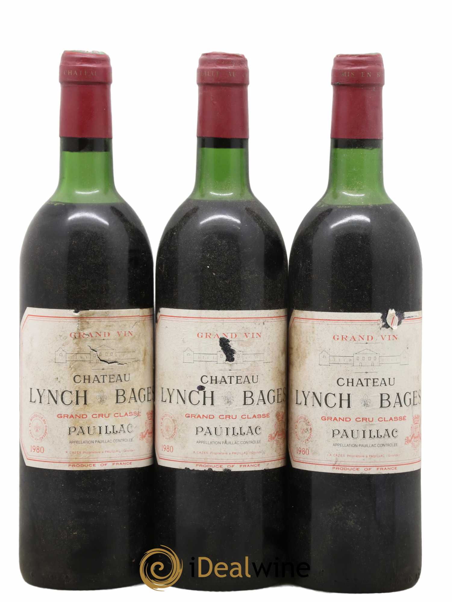 Château Lynch Bages 5ème Grand Cru Classé 1980 - Lot de 3 bouteilles - 0