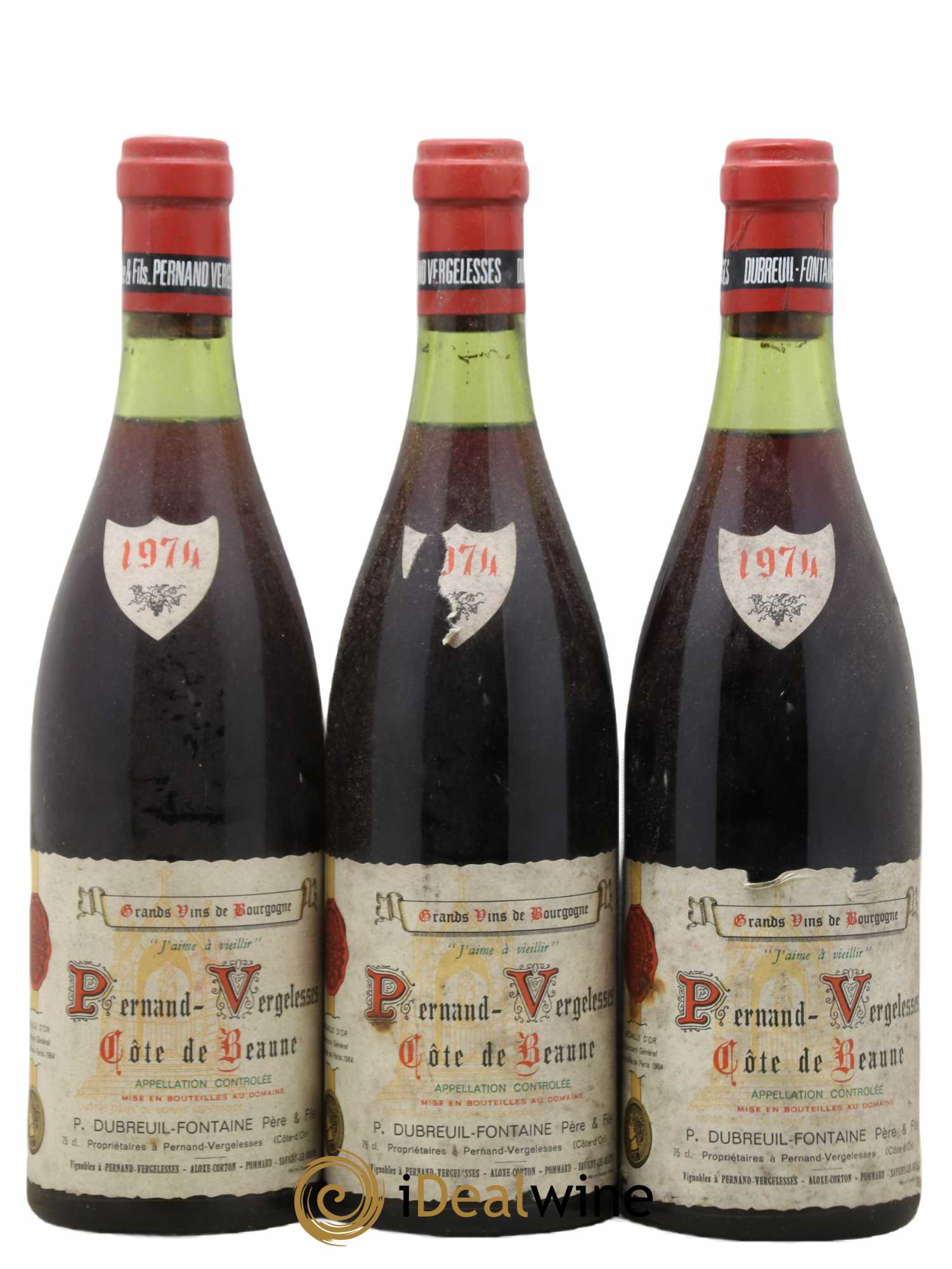 Pernand-Vergelesses Dubreuil-Fontaine 1974 - Posten von 3 Flaschen - 0