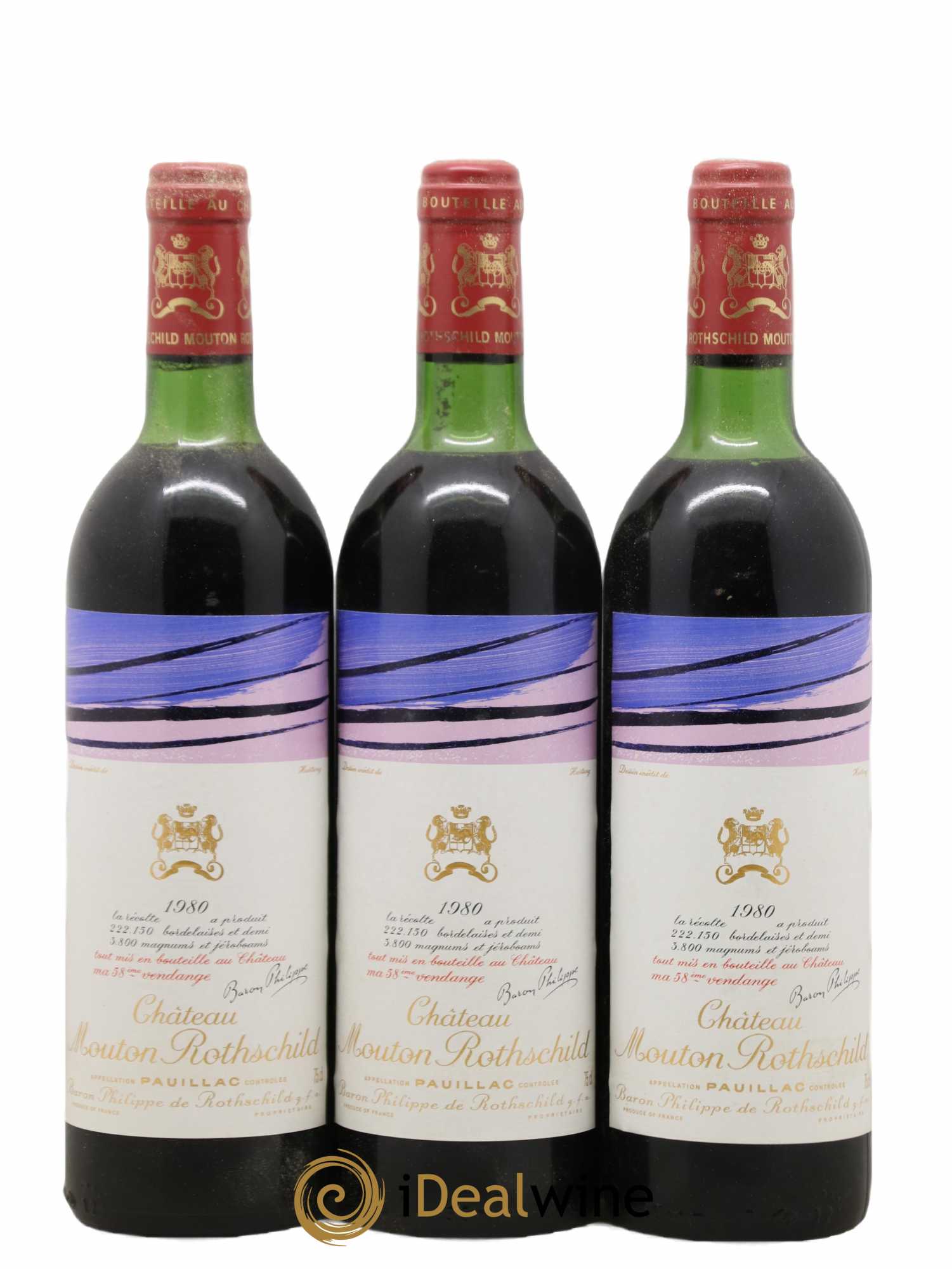 Château Mouton Rothschild 1er Grand Cru Classé 1980 - Lot de 12 bouteilles - 1