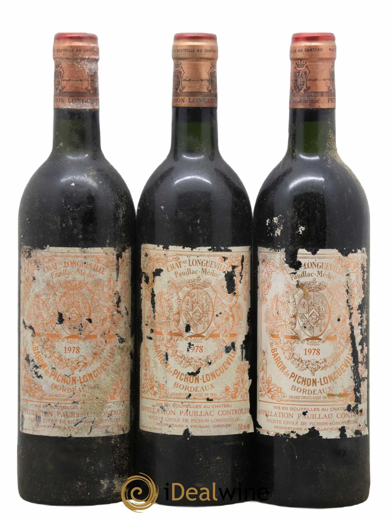 Pichon Longueville Baron 2ème Grand Cru Classé 1978 - Lot of 3 bottles - 0