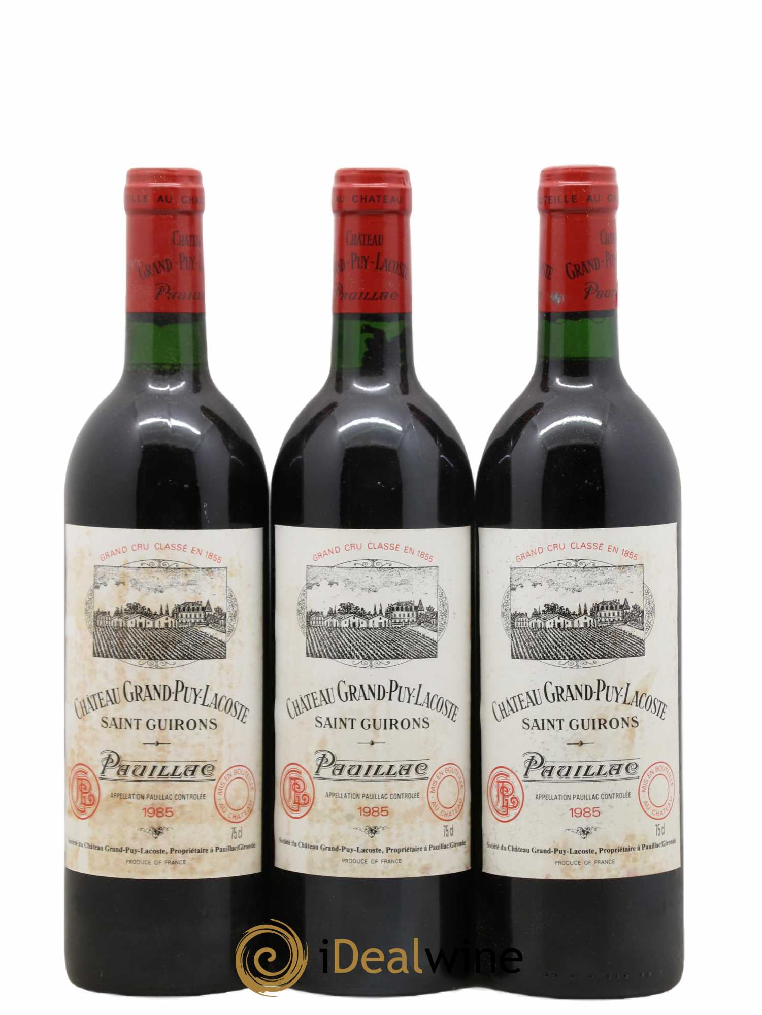 Château Grand Puy Lacoste 5ème Grand Cru Classé 1985 - Lot de 3 bouteilles - 0