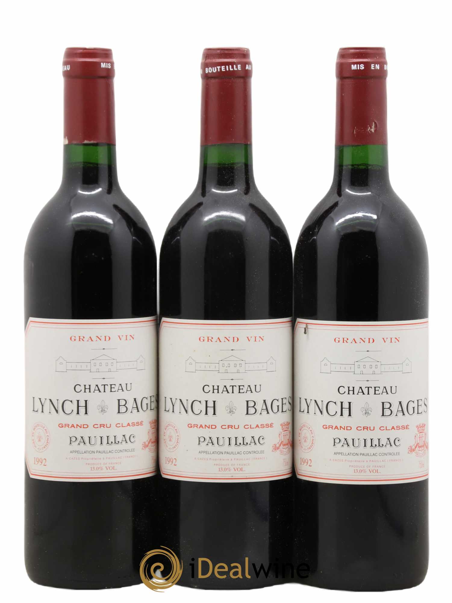 Château Lynch Bages 5ème Grand Cru Classé 1992 - Lot de 3 bouteilles - 0
