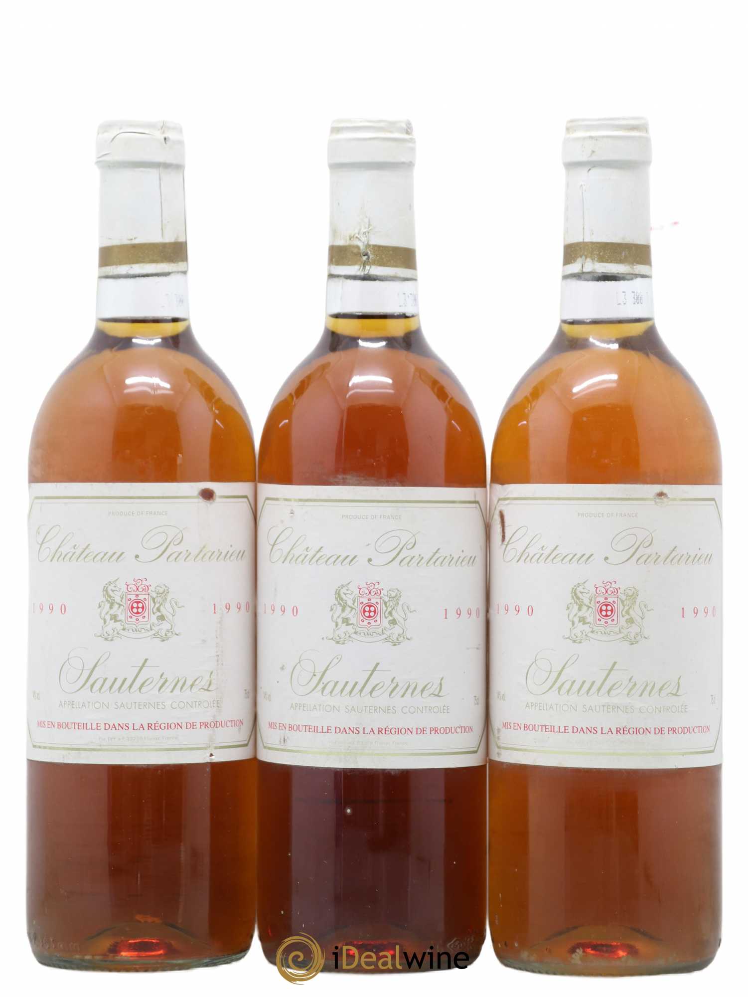 Sauternes château partarieu 1990 - Lotto di 3 bottiglie - 0