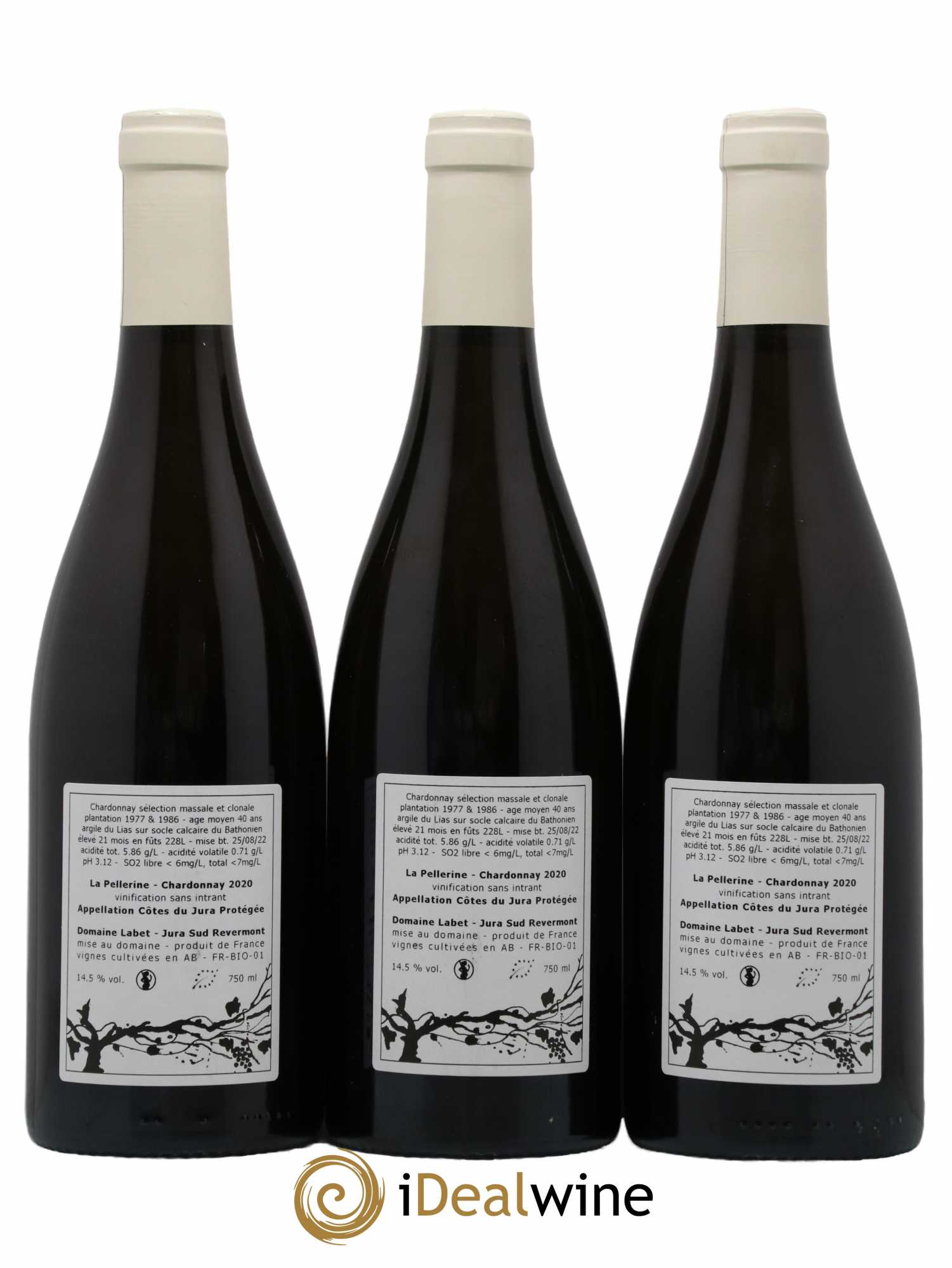 Côtes du Jura Labet chardonnay la pellerine les parcelles rares 2020 - Lot de 3 bouteilles - 1