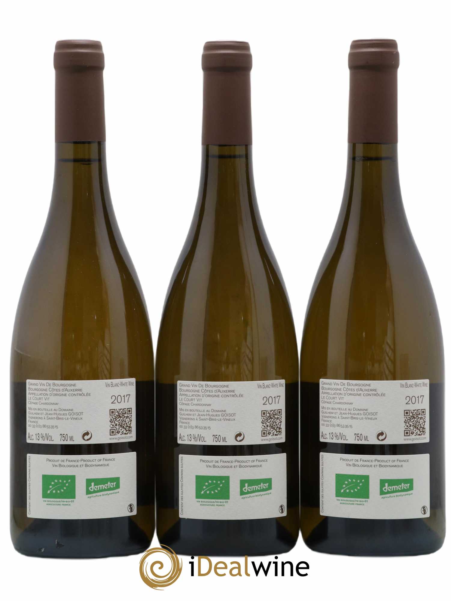 Bourgogne Côtes d'Auxerre Le Court Vit Goisot 2017 - Lot de 3 bouteilles - 1