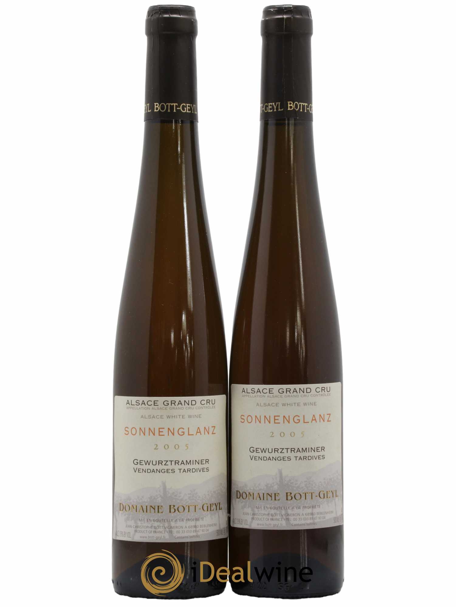 Alsace Gewurztraminer Grand Cru Sonnenglanz Vendanges Tardives Bott-Geyl (Domaine) 50cl 2005 - Lotto di 2 bottiglie - 0