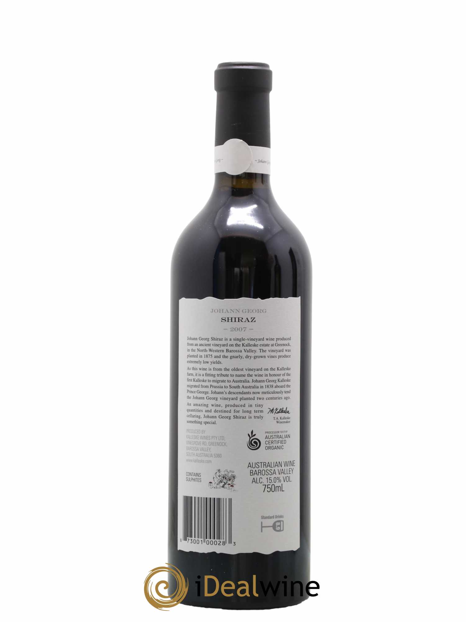 Australie Barossa Valley Kalleske Shiraz Johan Georg 2007 - Lot de 1 bouteille - 2
