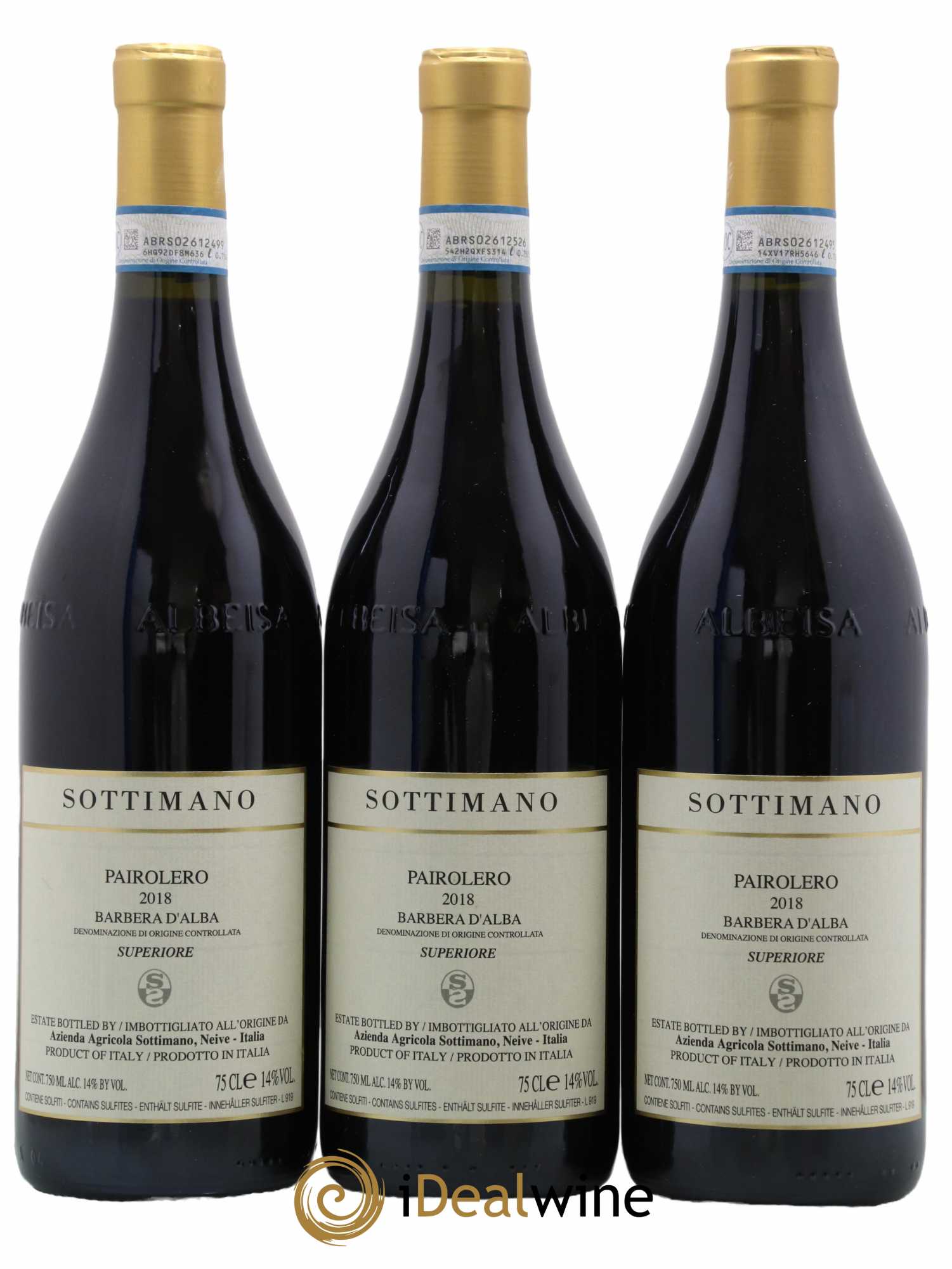 Barbera d'Alba Pairolero Sottimano 2018 - Lot de 3 bouteilles - 0