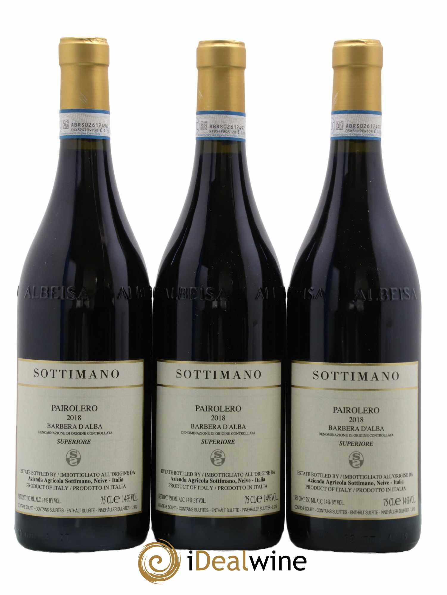 Barbera d'Alba Pairolero Sottimano 2018 - Lot de 3 bouteilles - 0