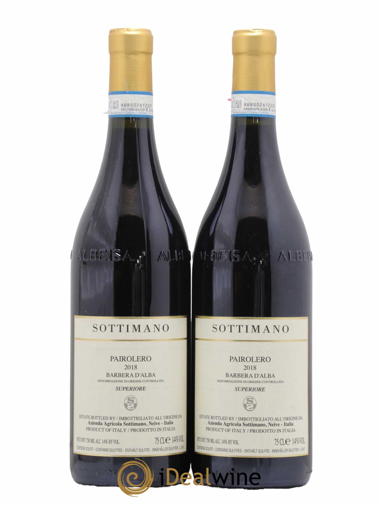 Barbera d'Alba Pairolero Sottimano 2018 - Lot de 2 bouteilles - 0