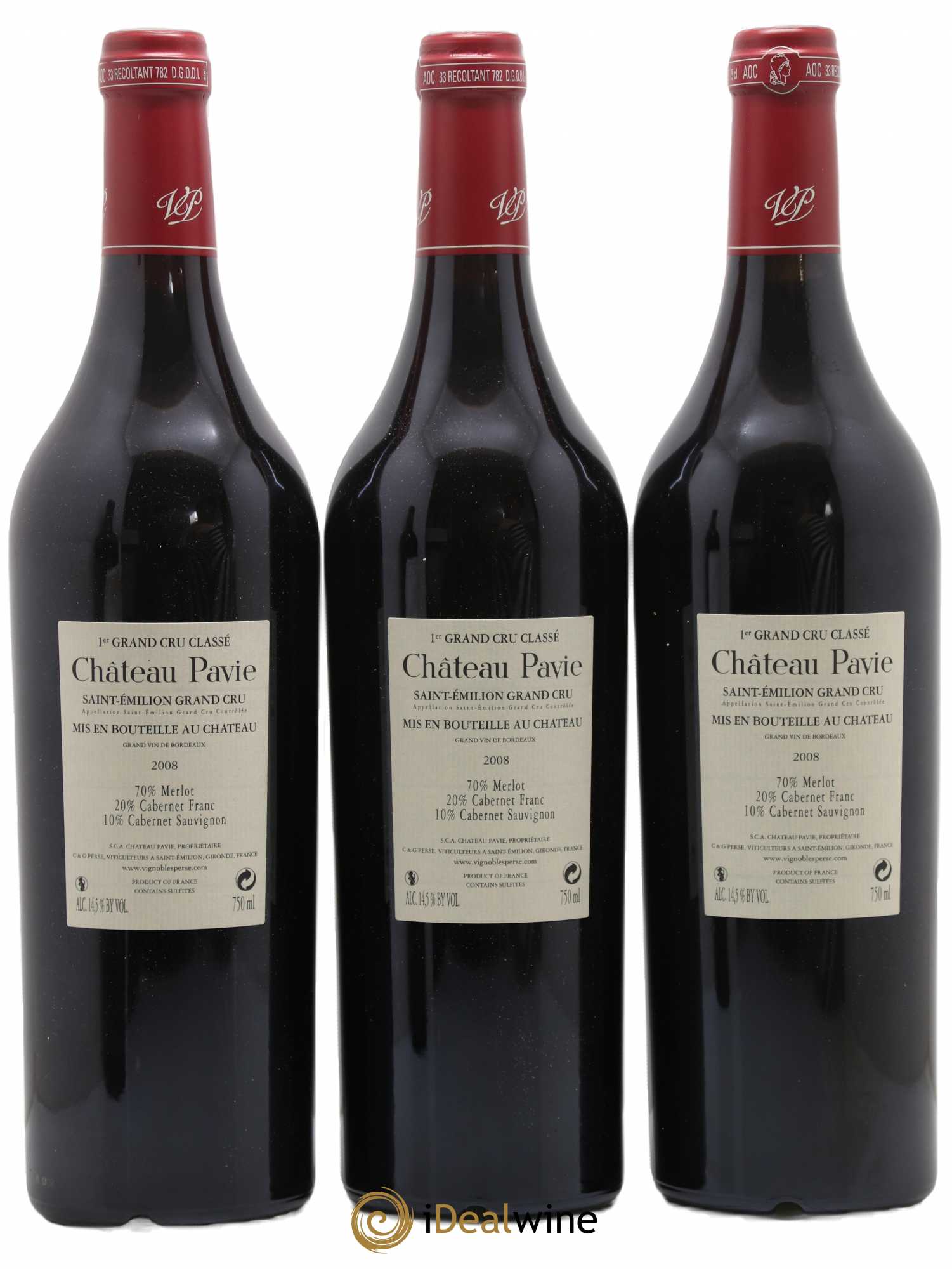 Château Pavie 1er Grand Cru Classé A 2008 - Lot de 3 bouteilles - 1