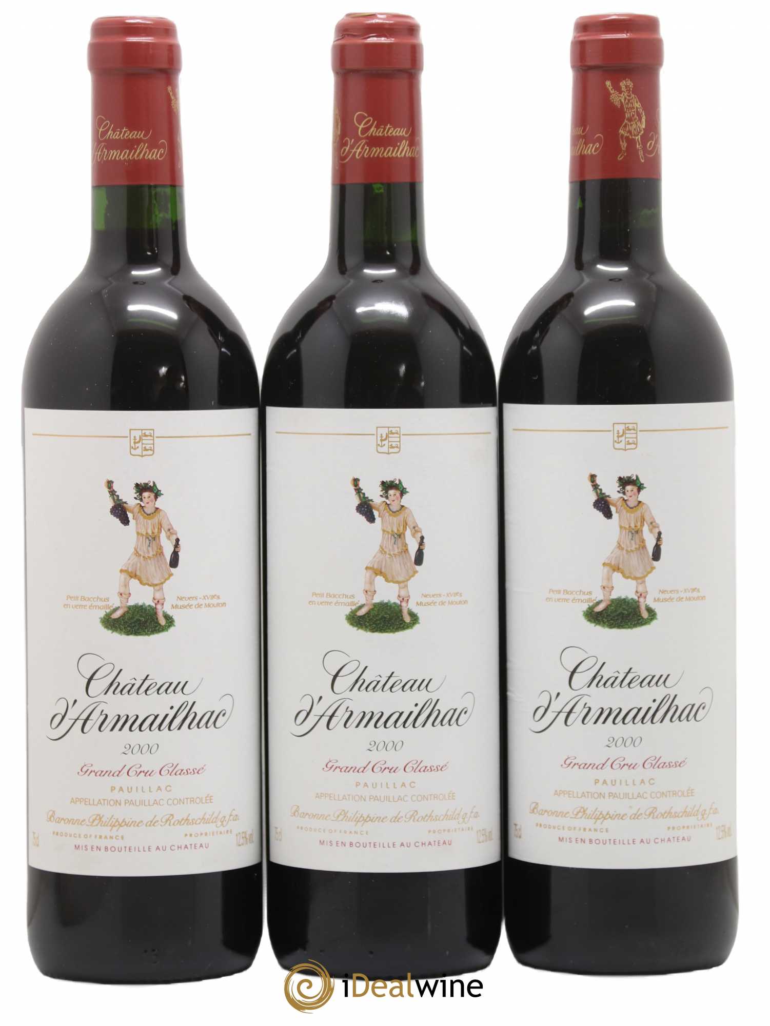 Château d' Armailhac - Mouton Baron(ne) Philippe 5ème Grand Cru Classé 2000 - Lot de 3 bouteilles - 0