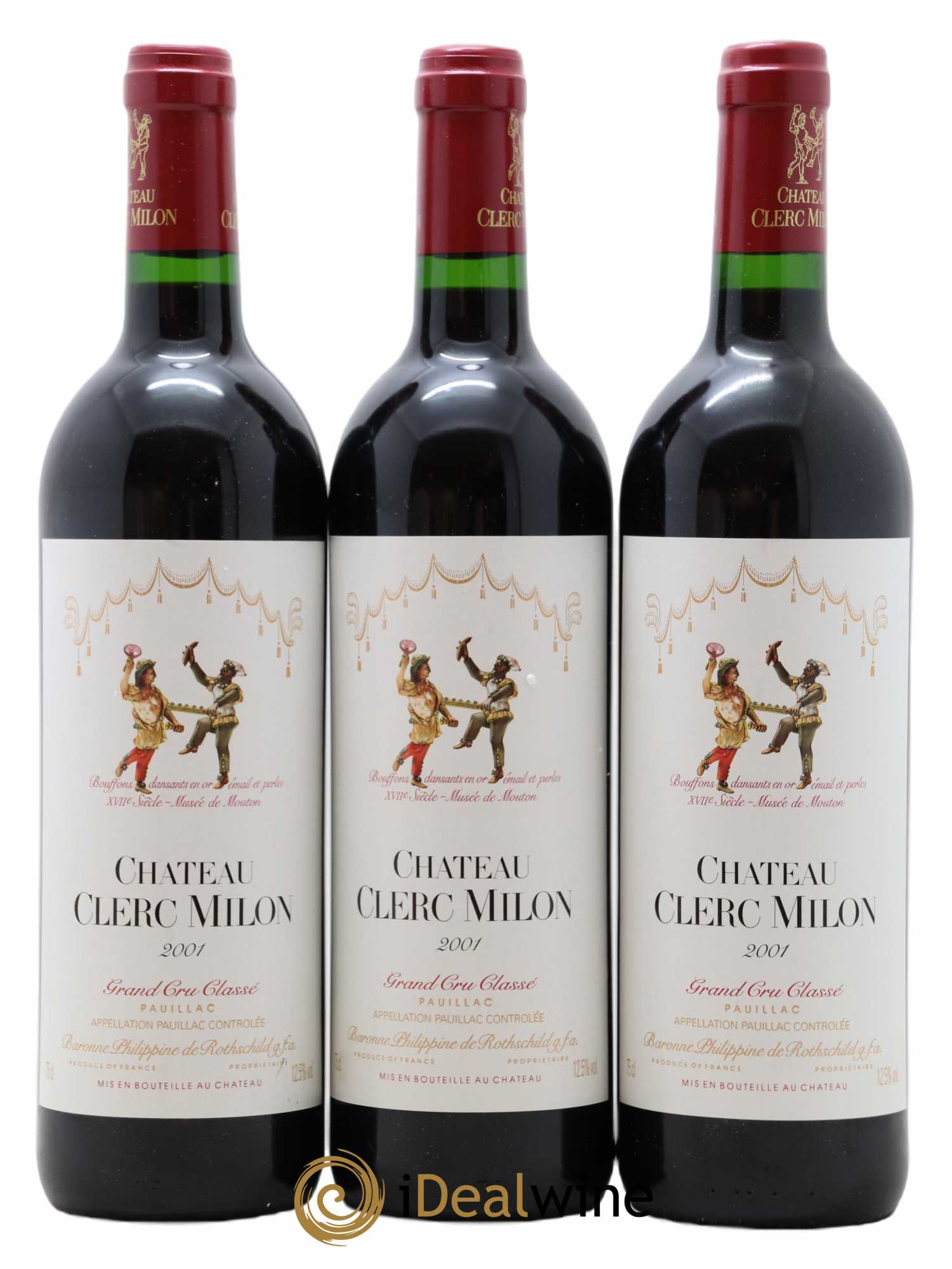 Château Clerc Milon 5ème Grand Cru Classé 2001 - Lot de 3 bouteilles - 0