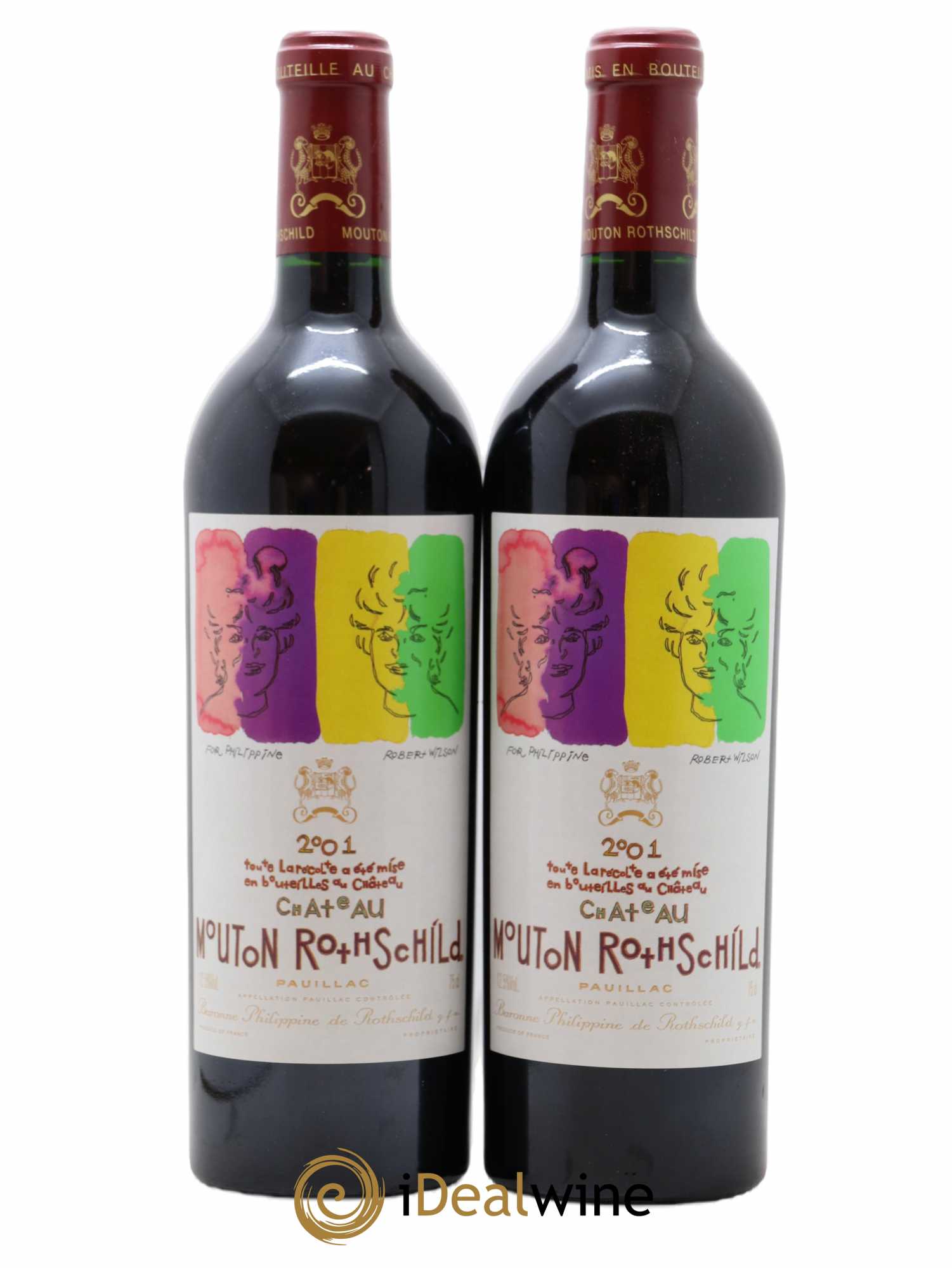 Château Mouton Rothschild 1er Grand Cru Classé 2001 - Lot de 2 bouteilles - 0