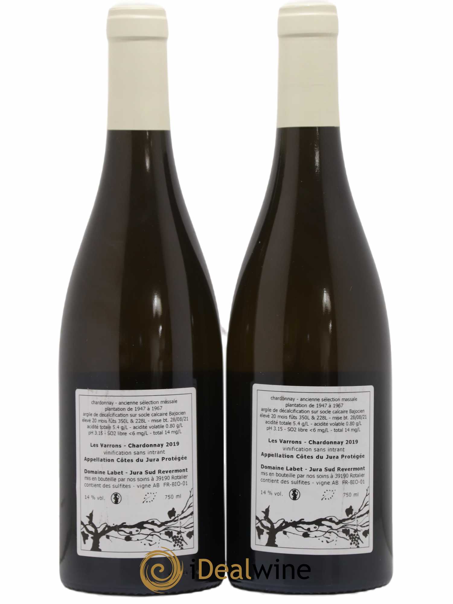 Côtes du Jura Chardonnay Les Varrons Romain - Julien  - Charline Labet 2019 - Lot de 2 bouteilles - 1