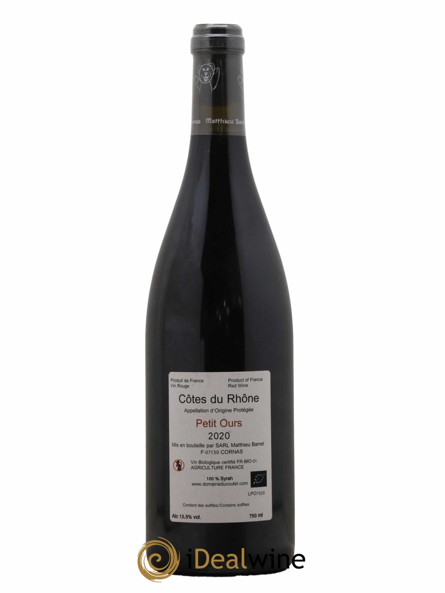 Côtes-du-Rhône Petit Ours Matthieu Barret 2020 - Lot de 1 bouteille - 1