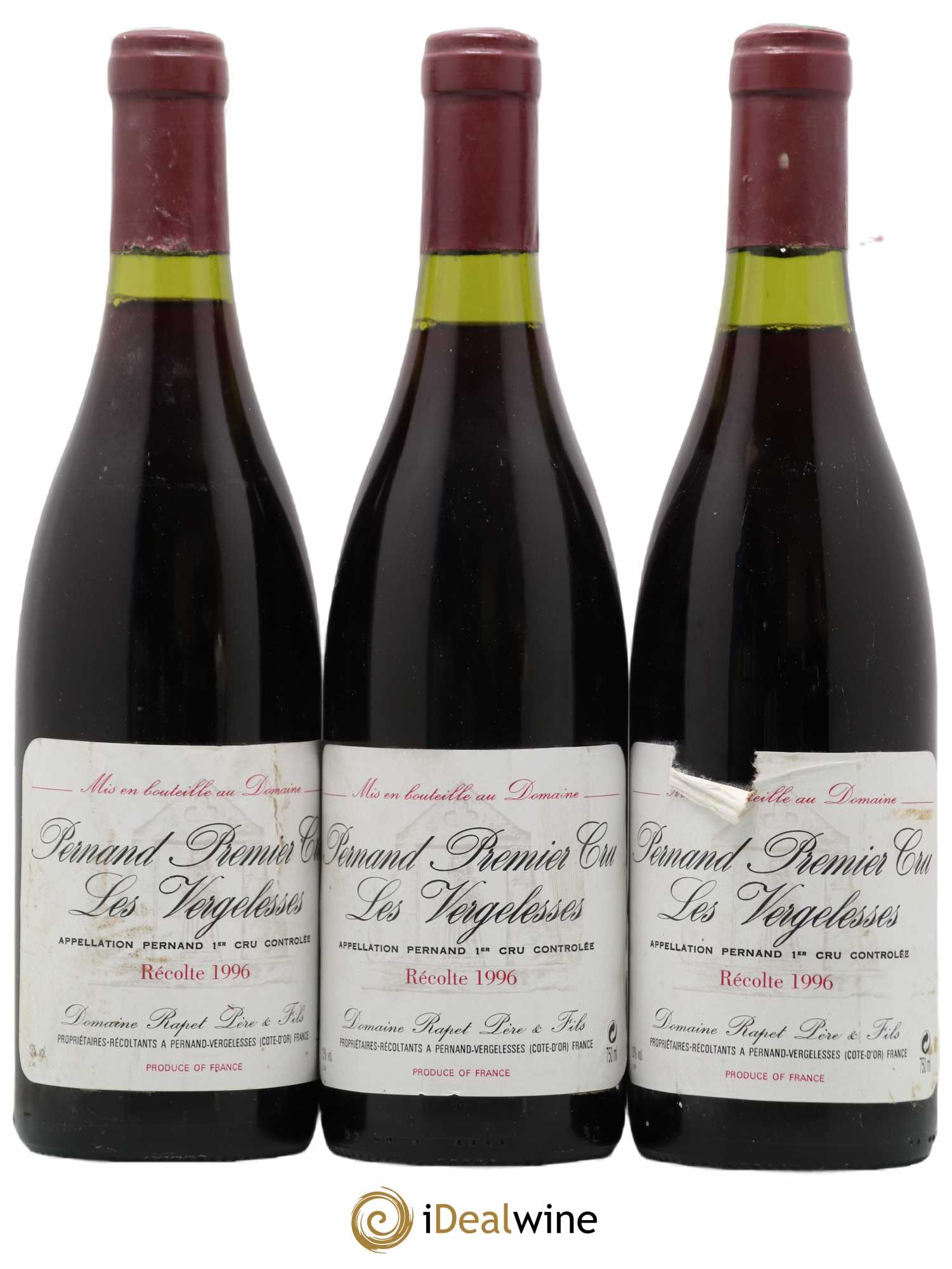 Pernand-Vergelesses 1er Cru Les Vergelesses Rapet Père & Fils 1996 - Lot de 3 bouteilles - 0