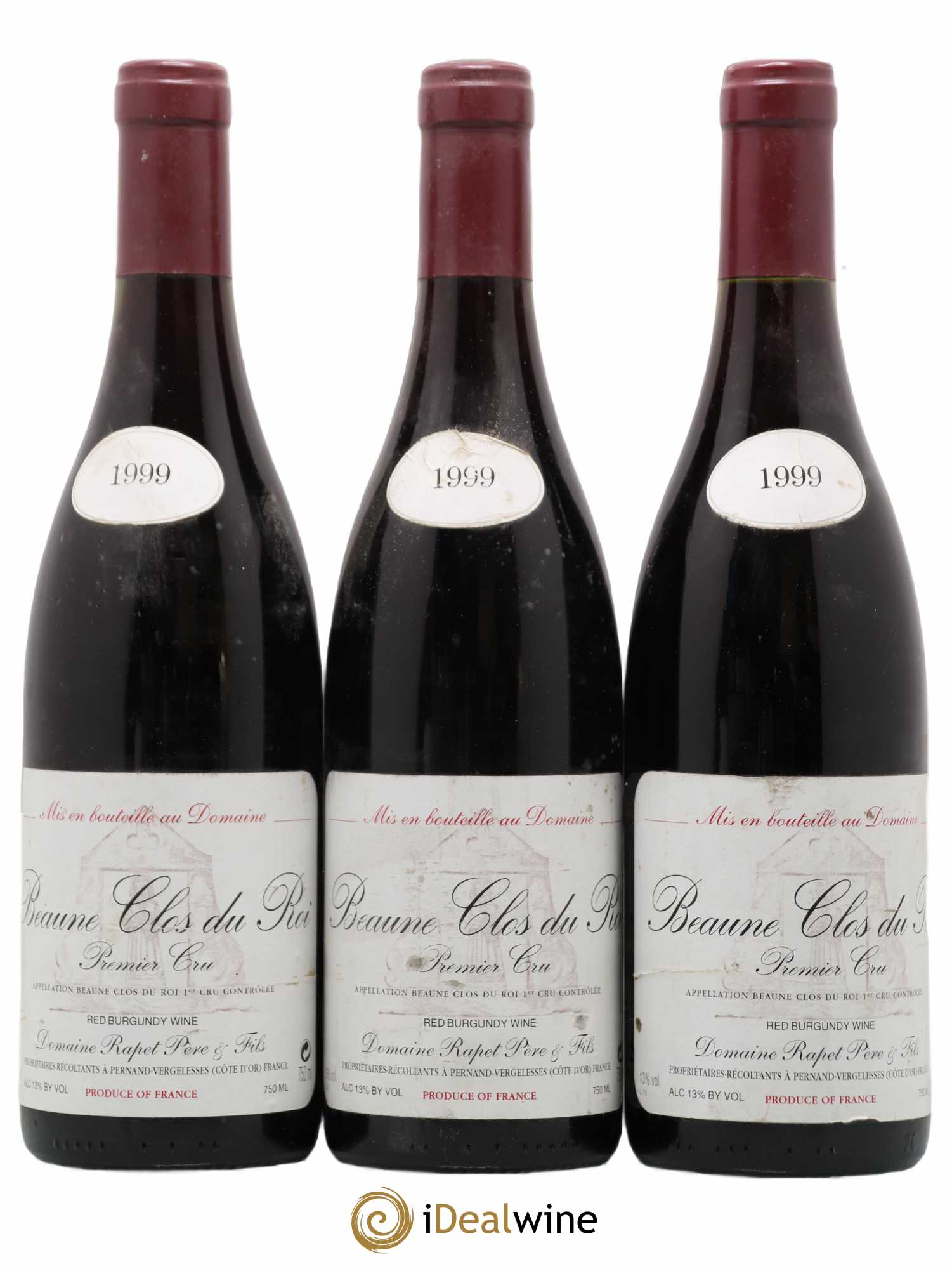 Beaune 1er Cru Clos du Roi Rapet Père & Fils 1999 - Lot de 3 bouteilles - 0