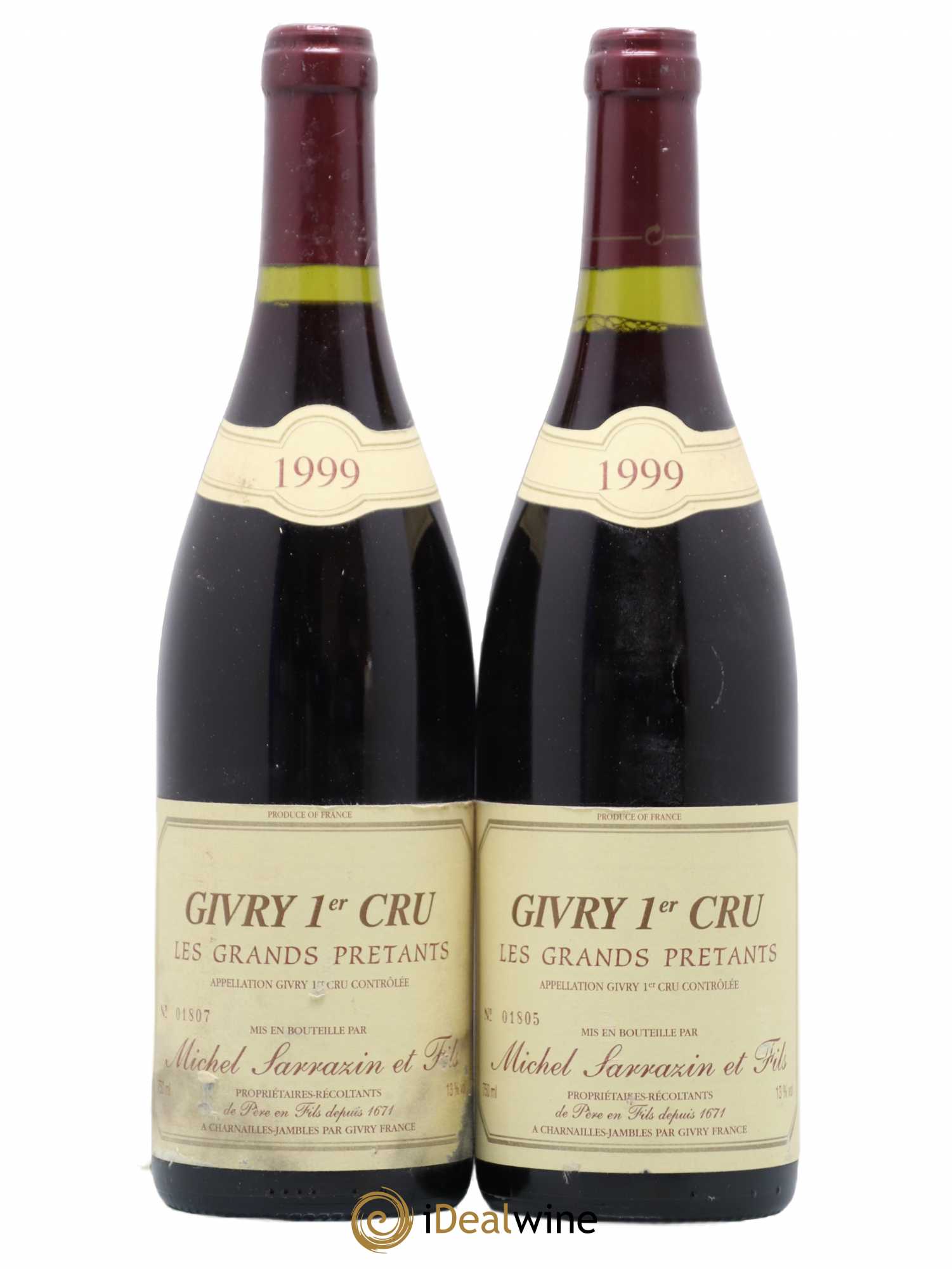 Givry 1er Cru Les Grands Pretants Sarrazin 1999 - Posten von 2 Flaschen - 0
