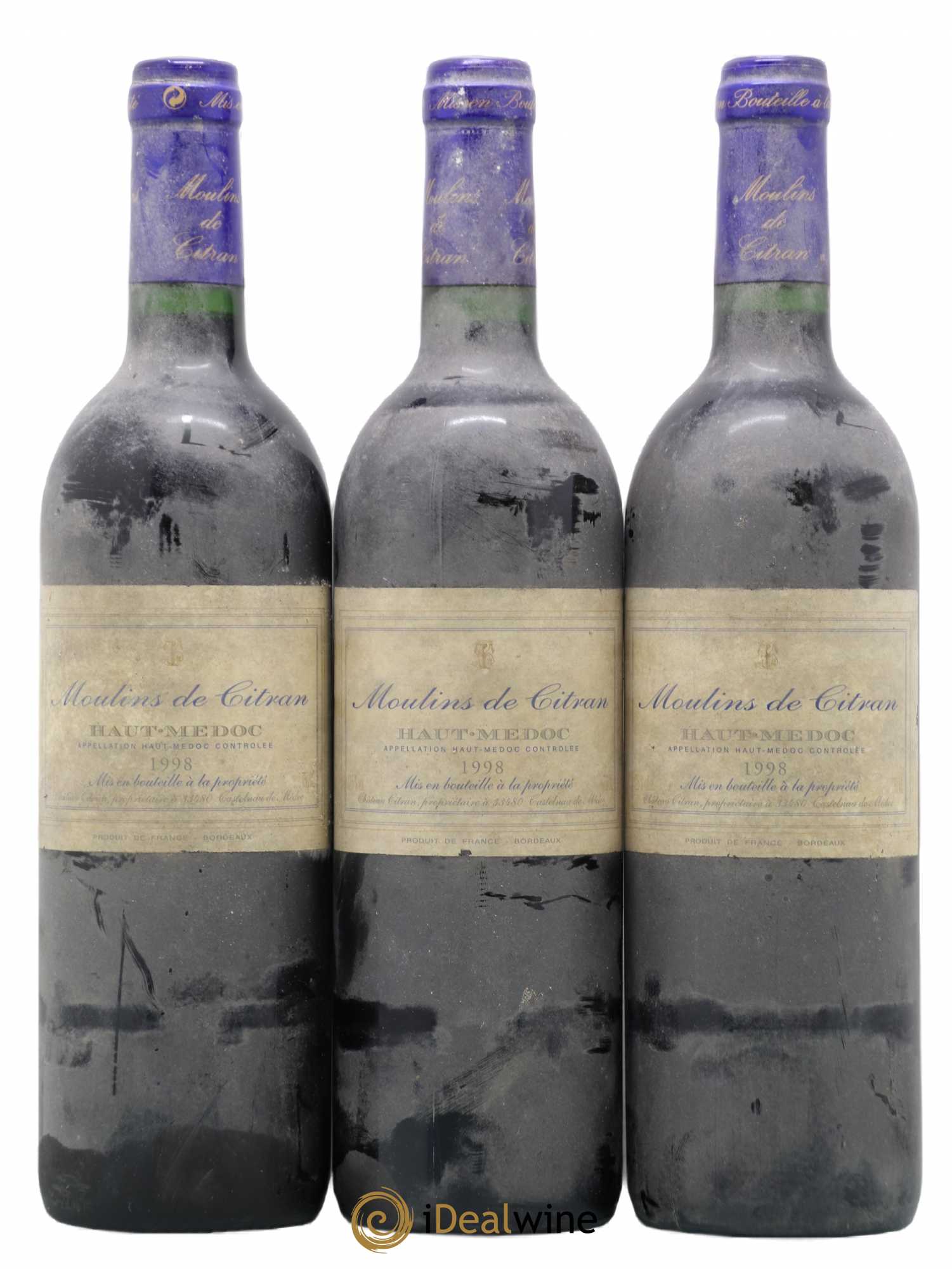 Haut Médoc Moulins De Citran (sans prix de réserve) 1998 - Posten von 3 Flaschen - 0