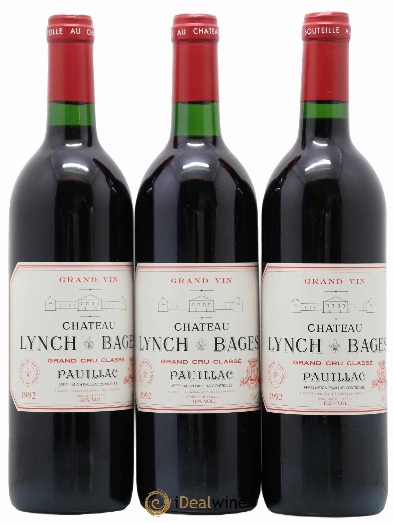 Château Lynch Bages 5ème Grand Cru Classé 1992 - Lot de 3 bouteilles - 0
