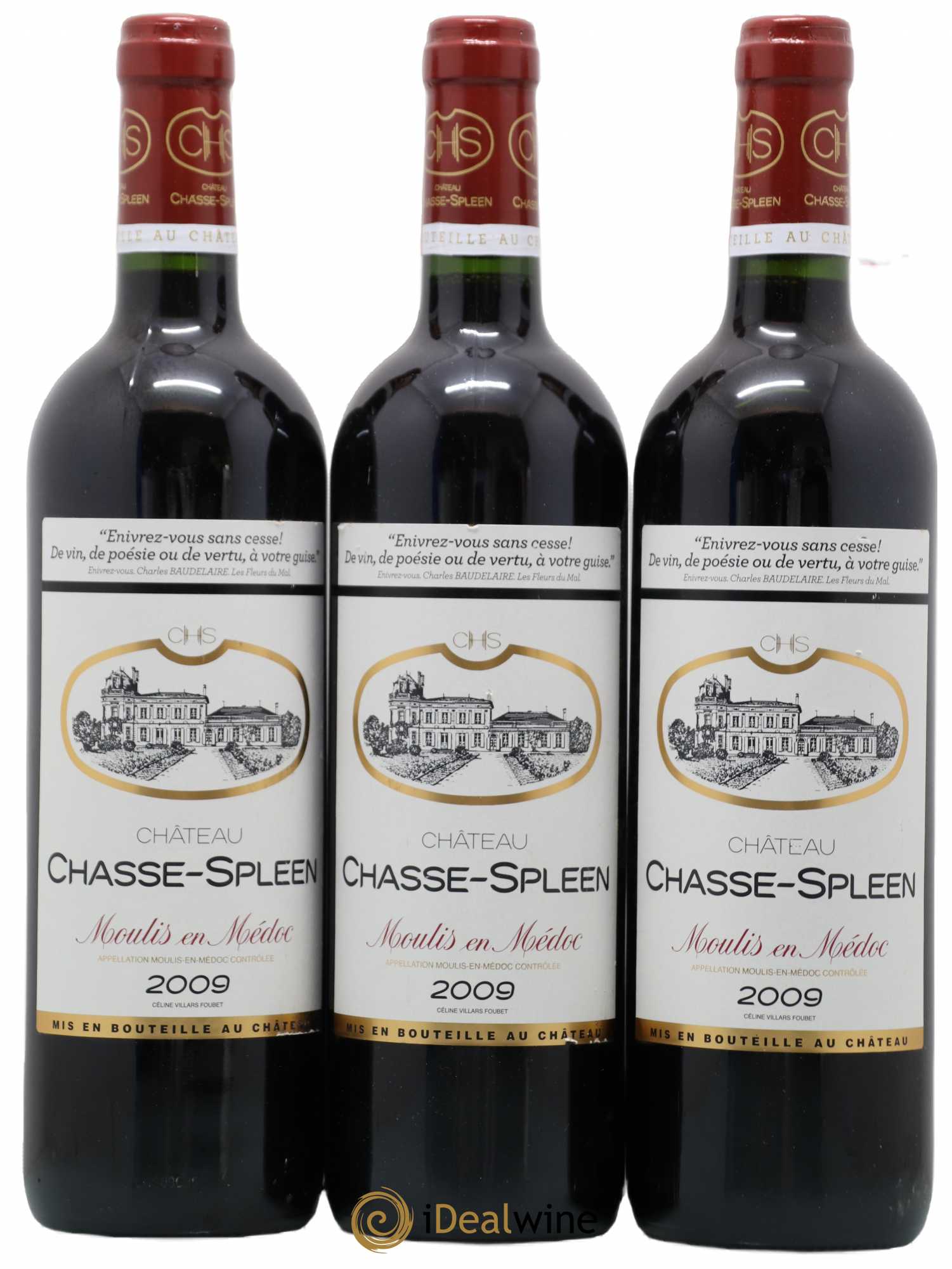 Château Chasse Spleen 2009 - Lot de 3 bouteilles - 0
