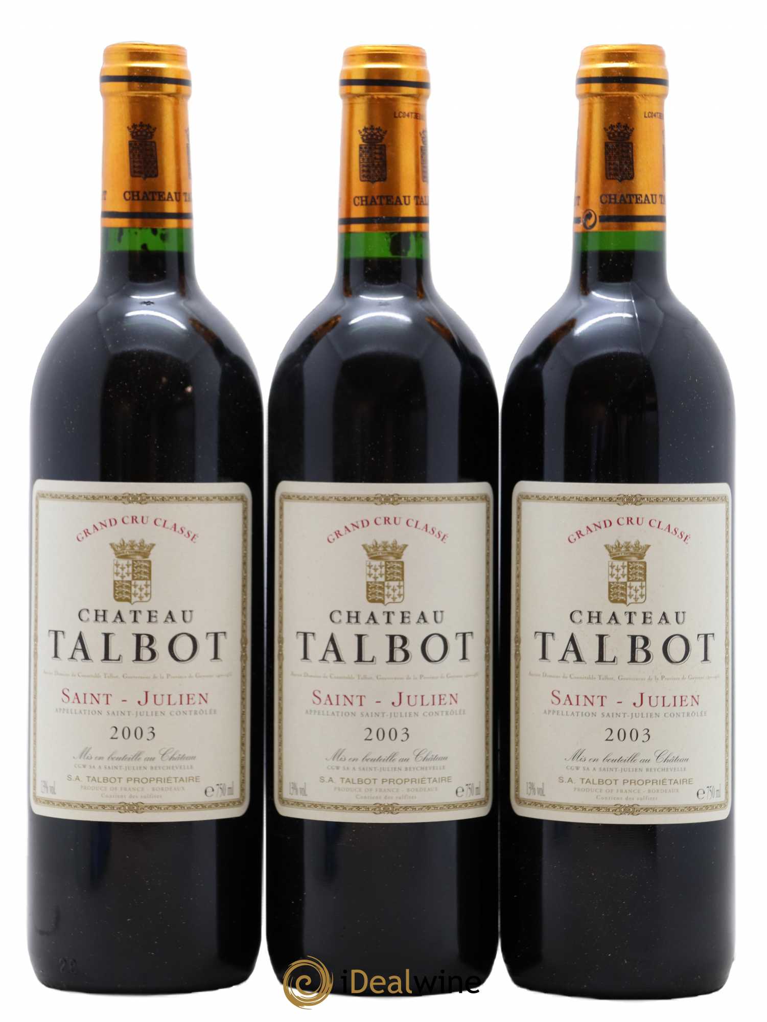 Château Talbot 4ème Grand Cru Classé 2003 - Lot de 12 bouteilles - 1