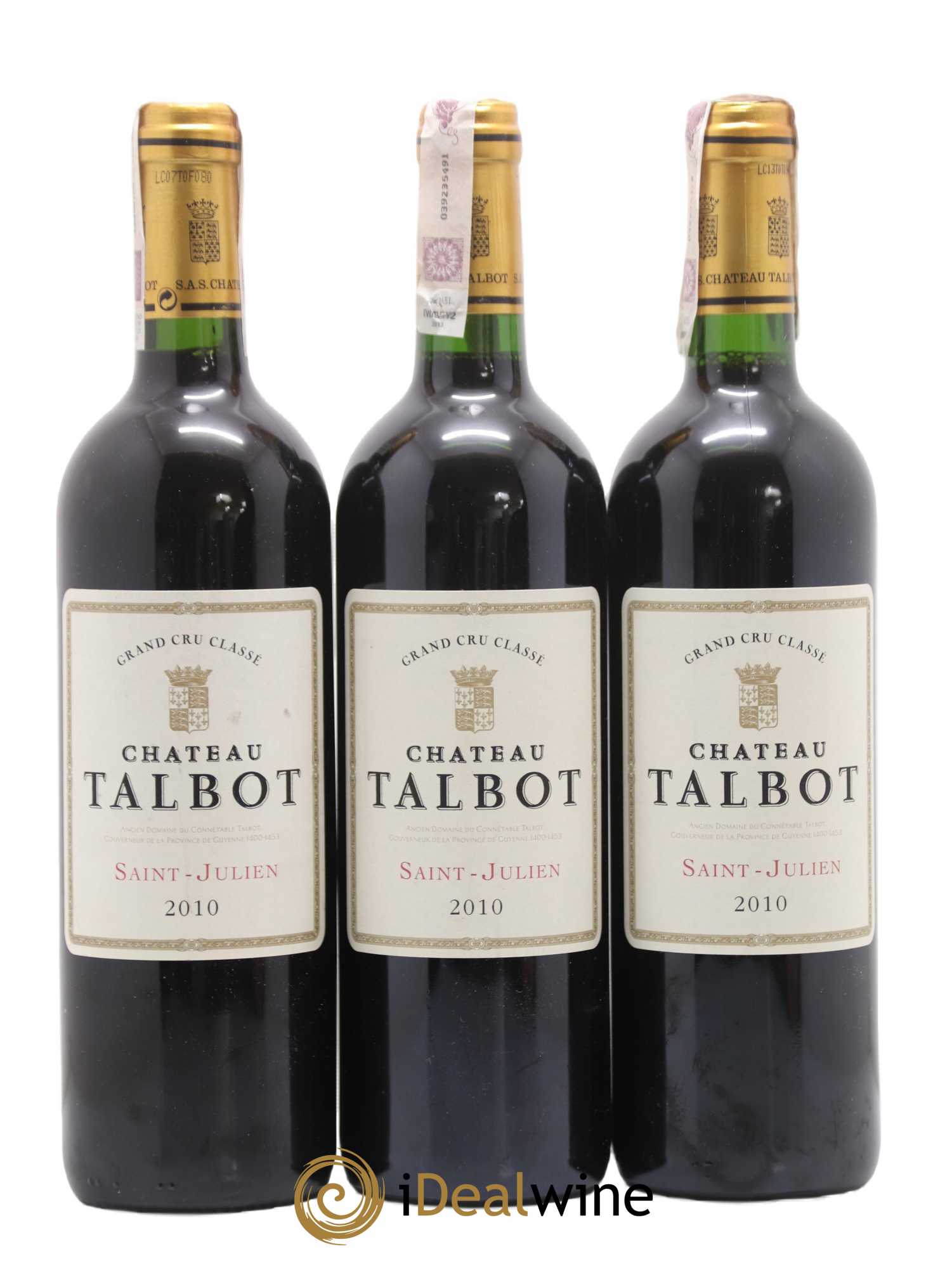 Château Talbot 4ème Grand Cru Classé 2010 - Lot de 3 bouteilles - 0