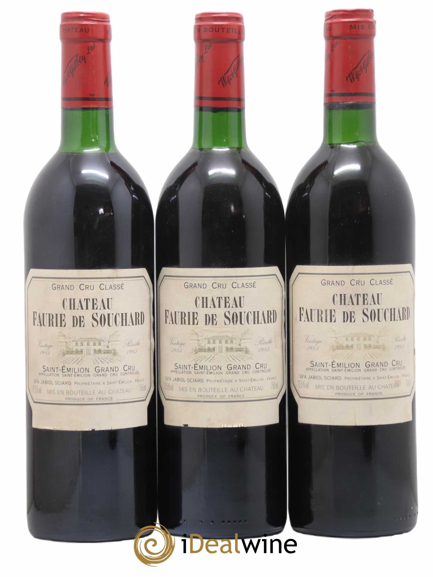 Château Faurie de Souchard Grand Cru Classé 1985 - Lot de 3 bouteilles - 0