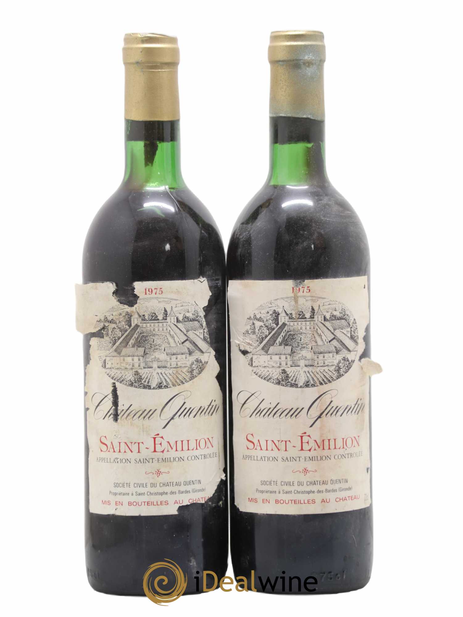Saint-Émilion Grand Cru Château Quentin 1975 - Lot de 2 bouteilles - 0