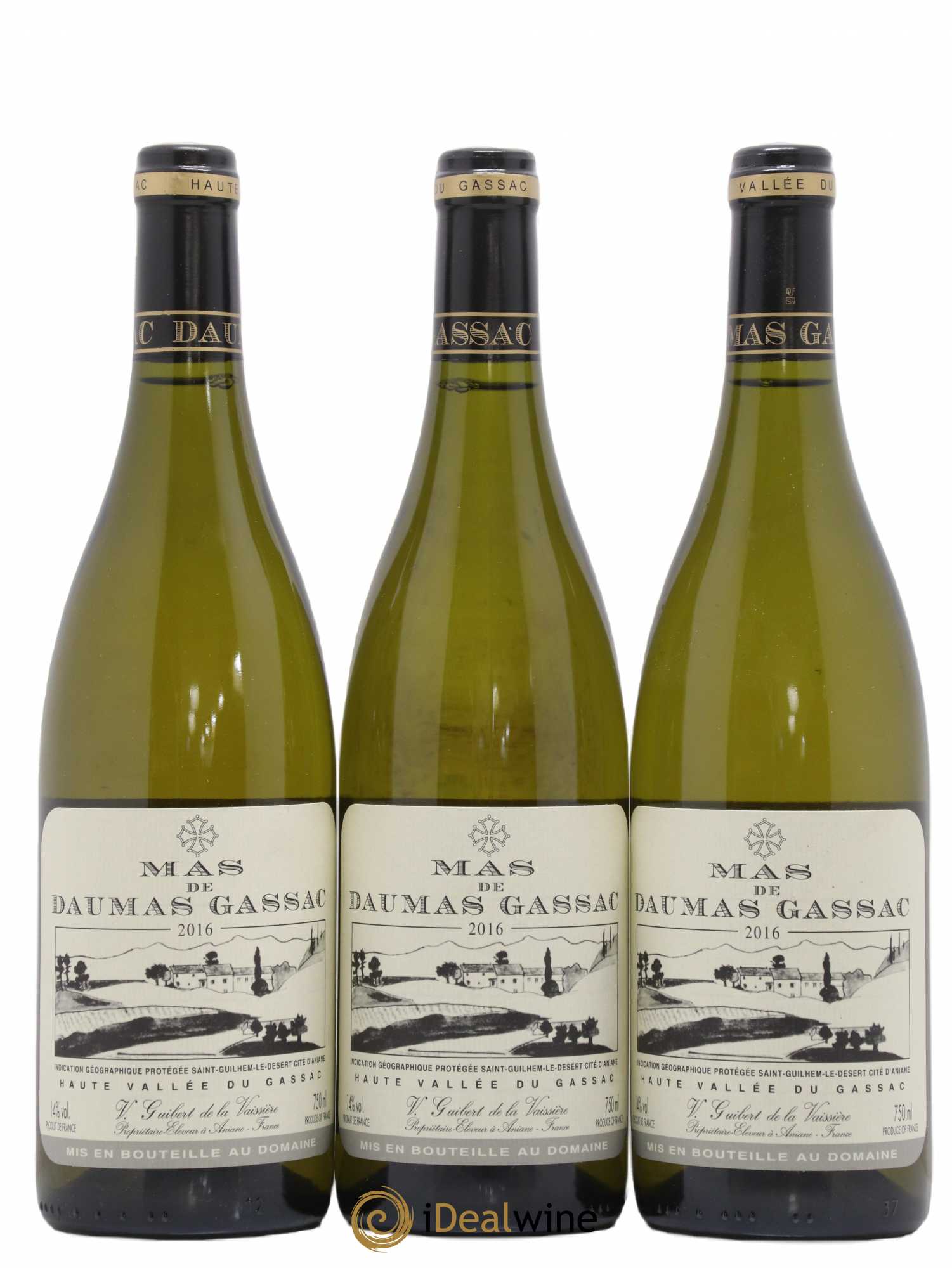 Saint-Guilhem-le-Désert - Cité d'Aniane Mas Daumas Gassac Famille Guibert de La Vaissière 2016 - Lot de 3 bouteilles - 0