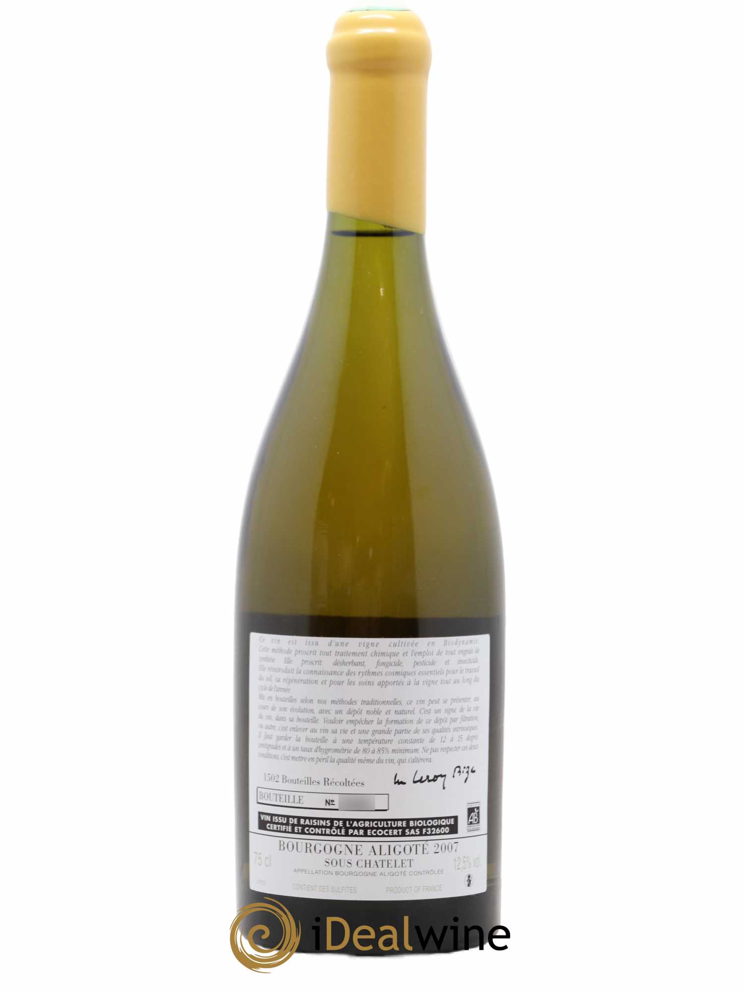 Bourgogne Aligoté Sous Chatelet d'Auvenay (Domaine) 2007 - Lot de 1 bouteille - 1