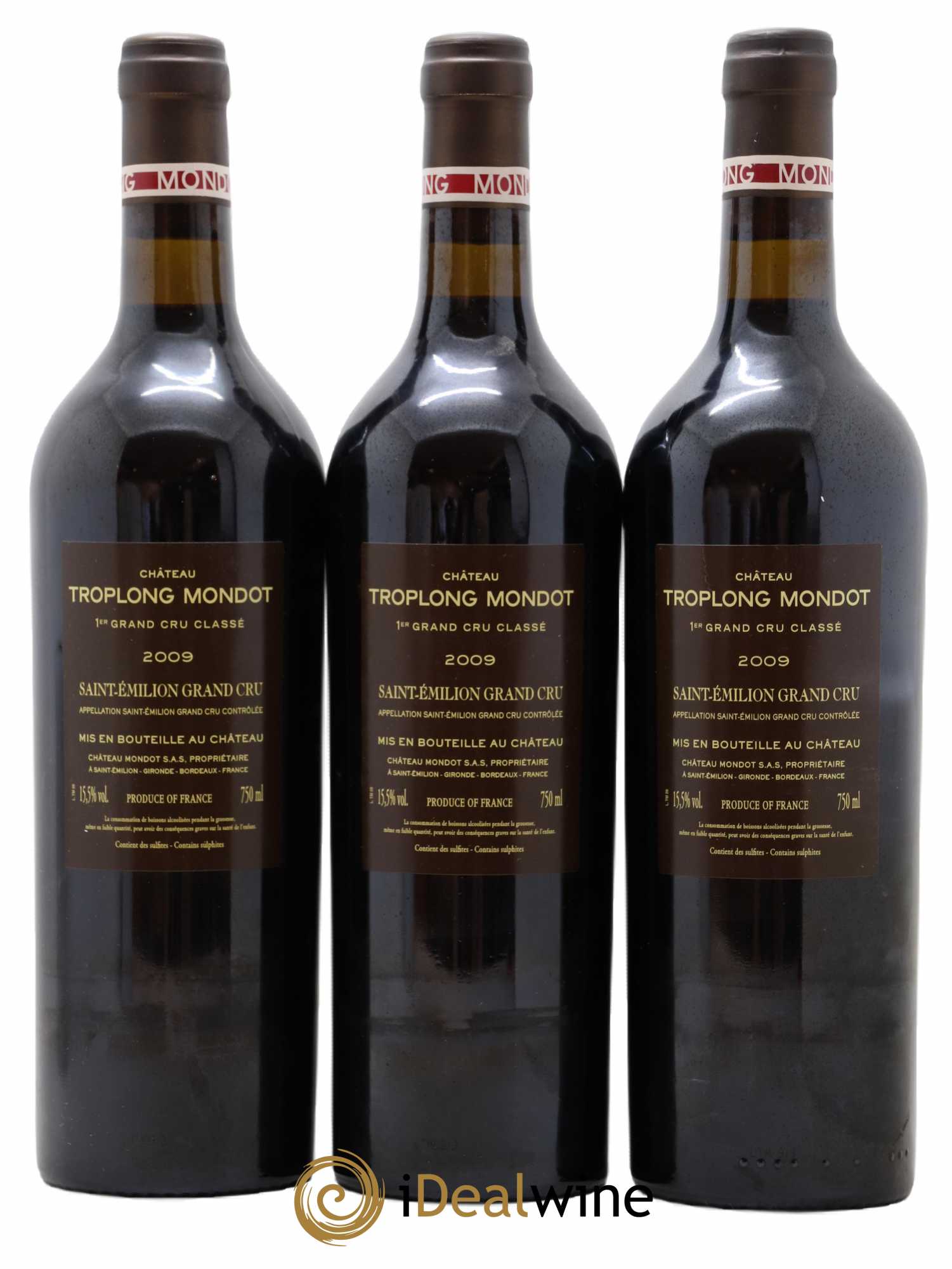 Château Troplong Mondot 1er Grand Cru Classé B 2009 - Lot de 3 bouteilles - 1