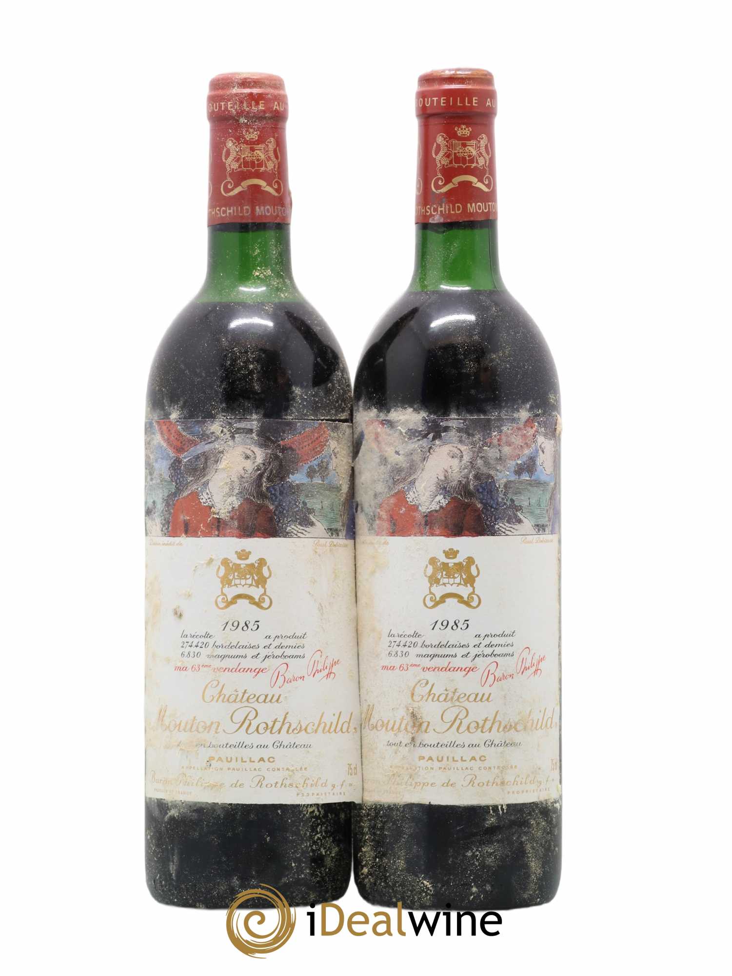 Château Mouton Rothschild 1er Grand Cru Classé 1985 - Lot de 2 bouteilles - 0