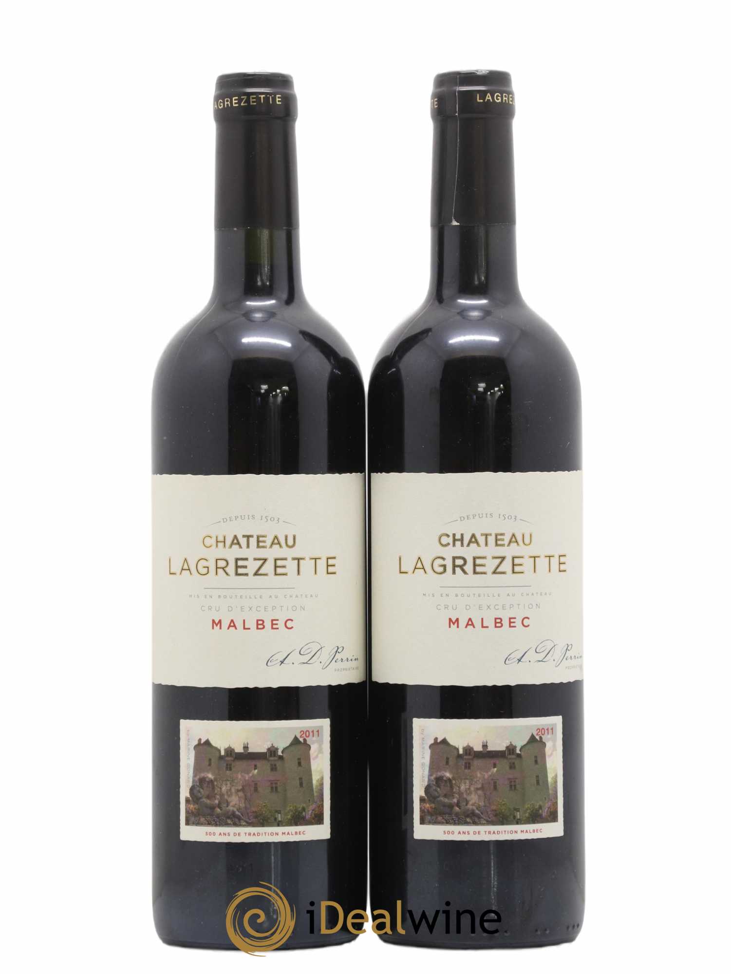 Cahors Château Lagrezette Alain Dominique Perrin 2011 - Lot de 2 bouteilles - 0