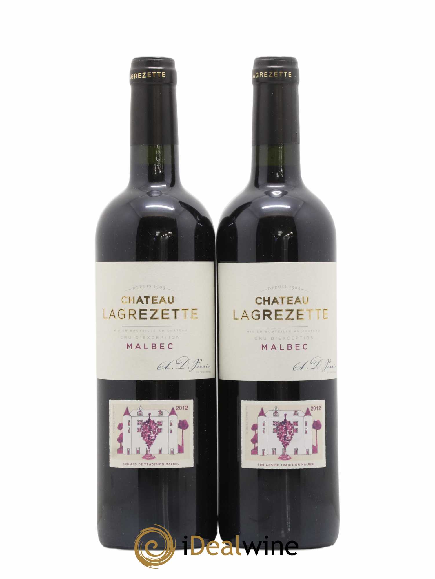 Cahors Château Lagrezette Alain Dominique Perrin 2012 - Lot de 2 bouteilles - 0