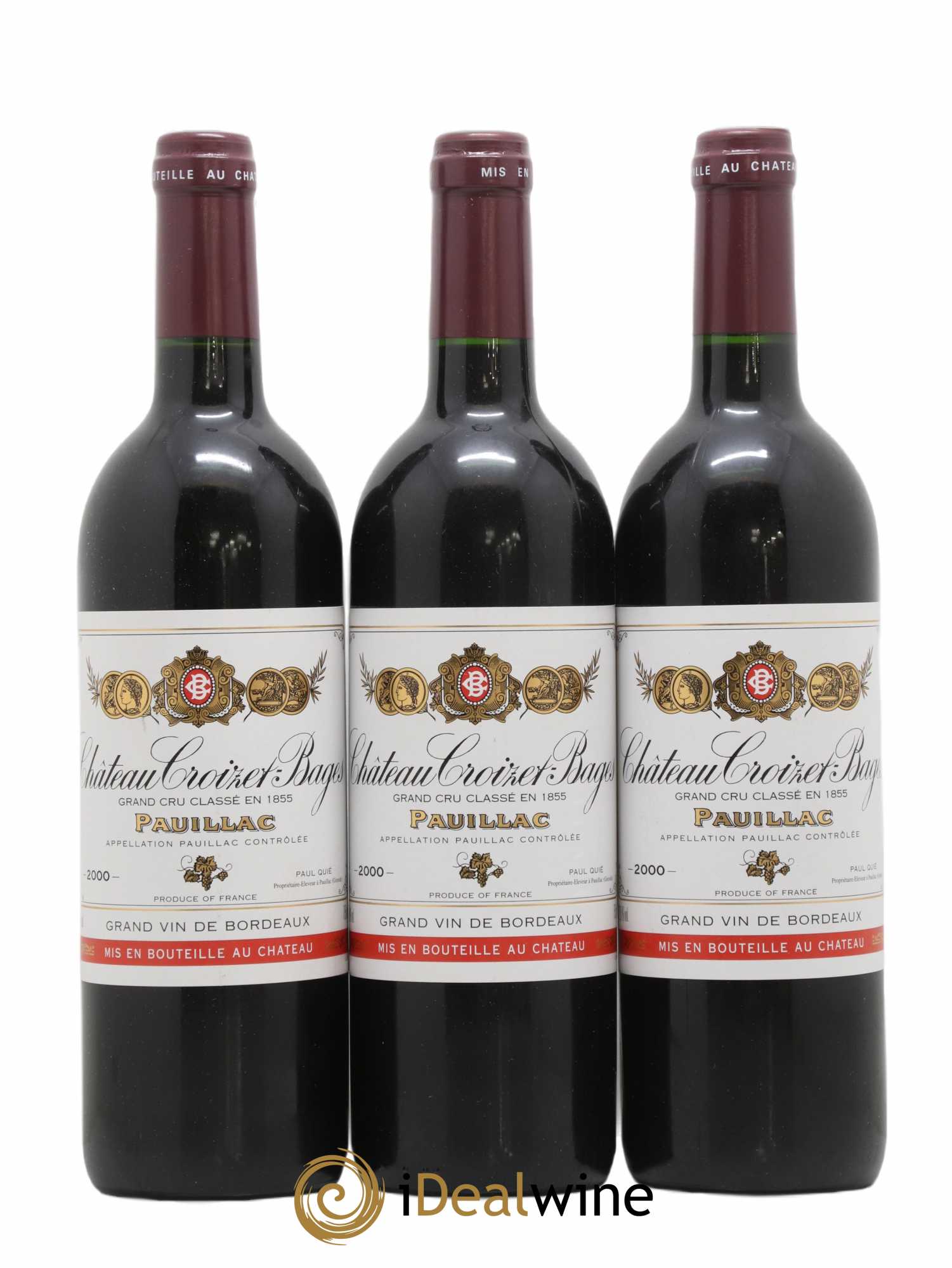 Château Croizet Bages 5ème Grand Cru Classé 2000 - Lot de 3 bouteilles - 0