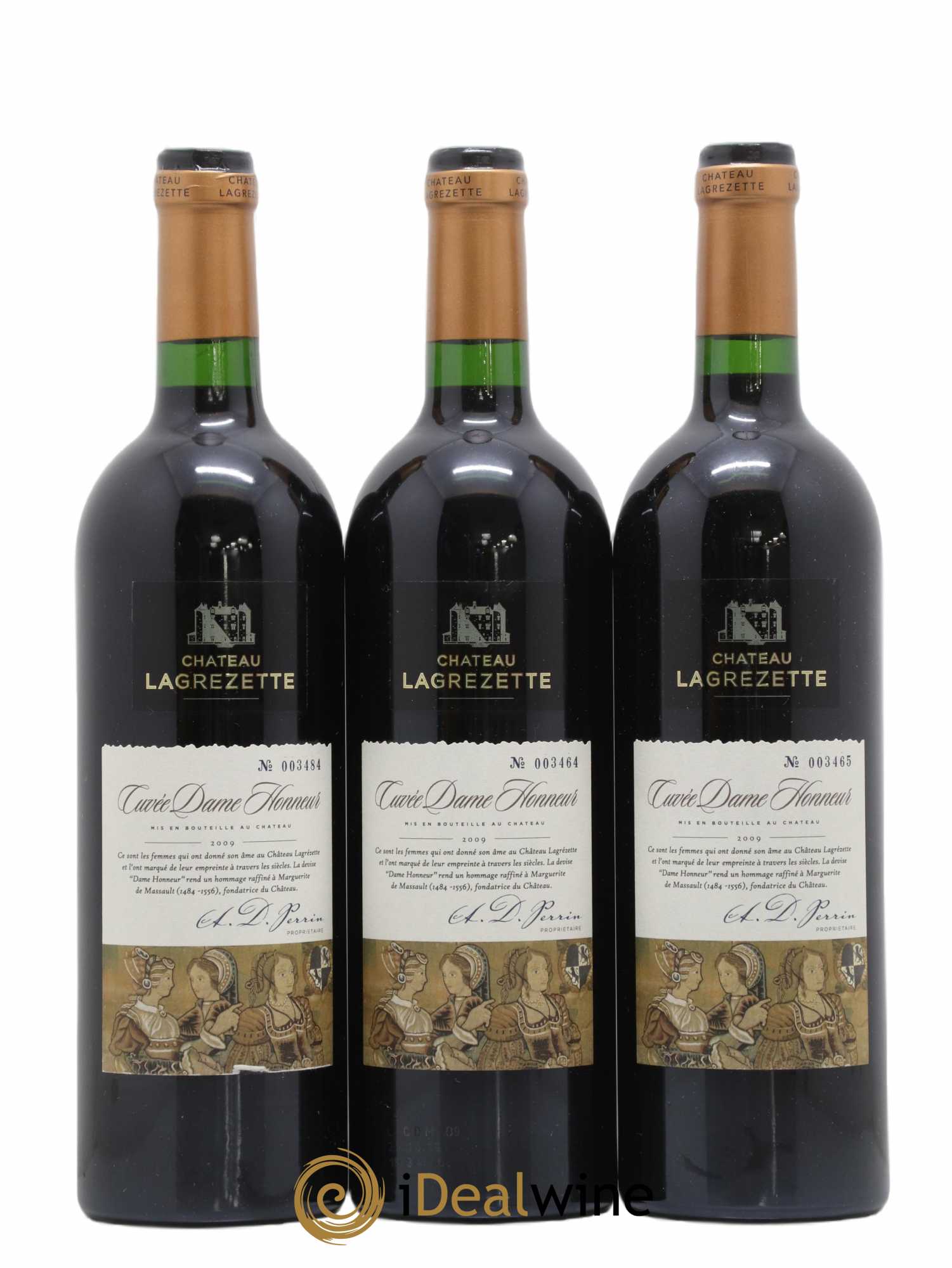 Cahors Château Lagrezette Cuvée Dame Honneur Alain Dominique Perrin 2009 - Lot de 3 bouteilles - 0