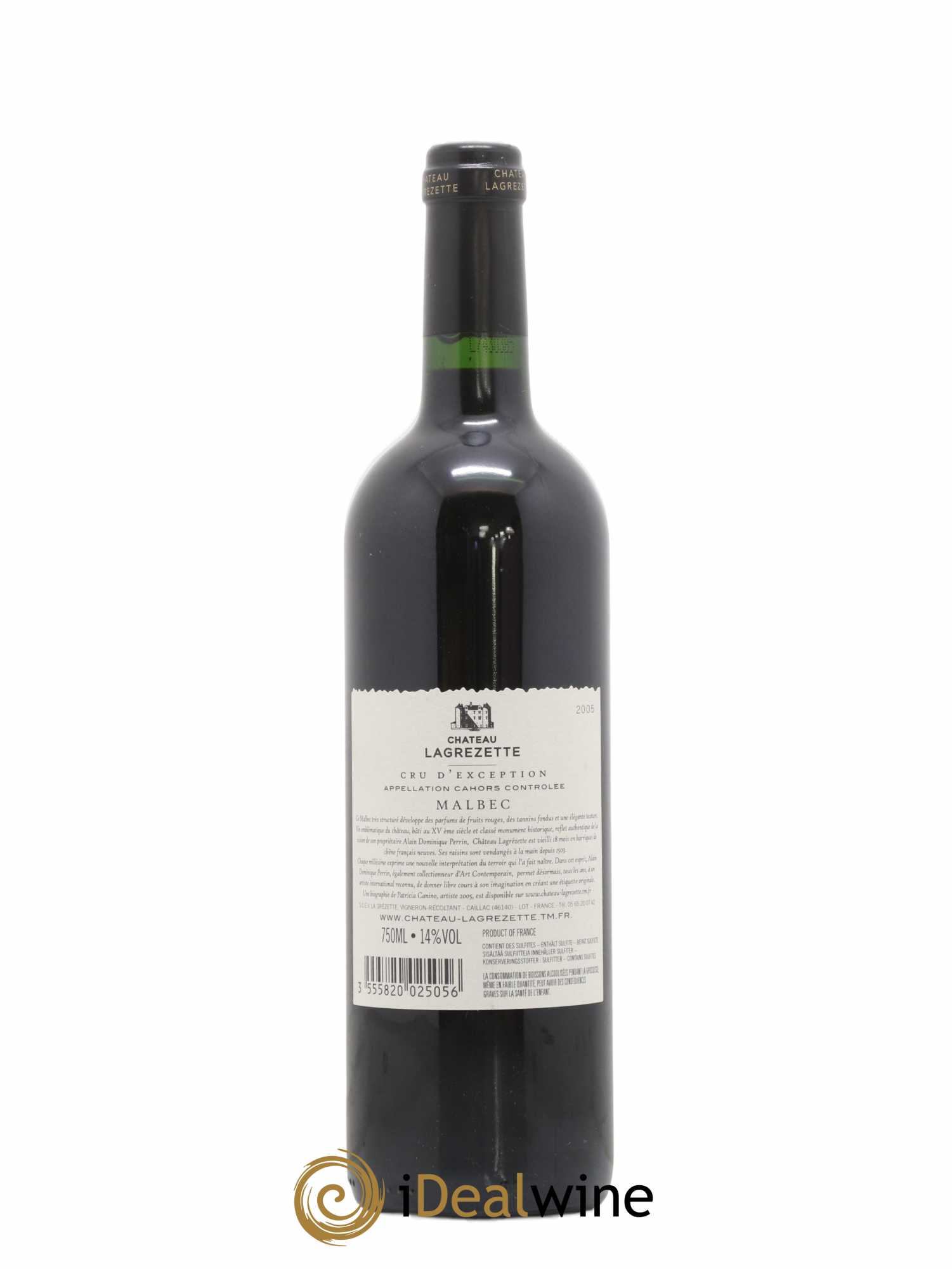 Cahors Château Lagrezette Alain Dominique Perrin 2005 - Lot de 1 bouteille - 1