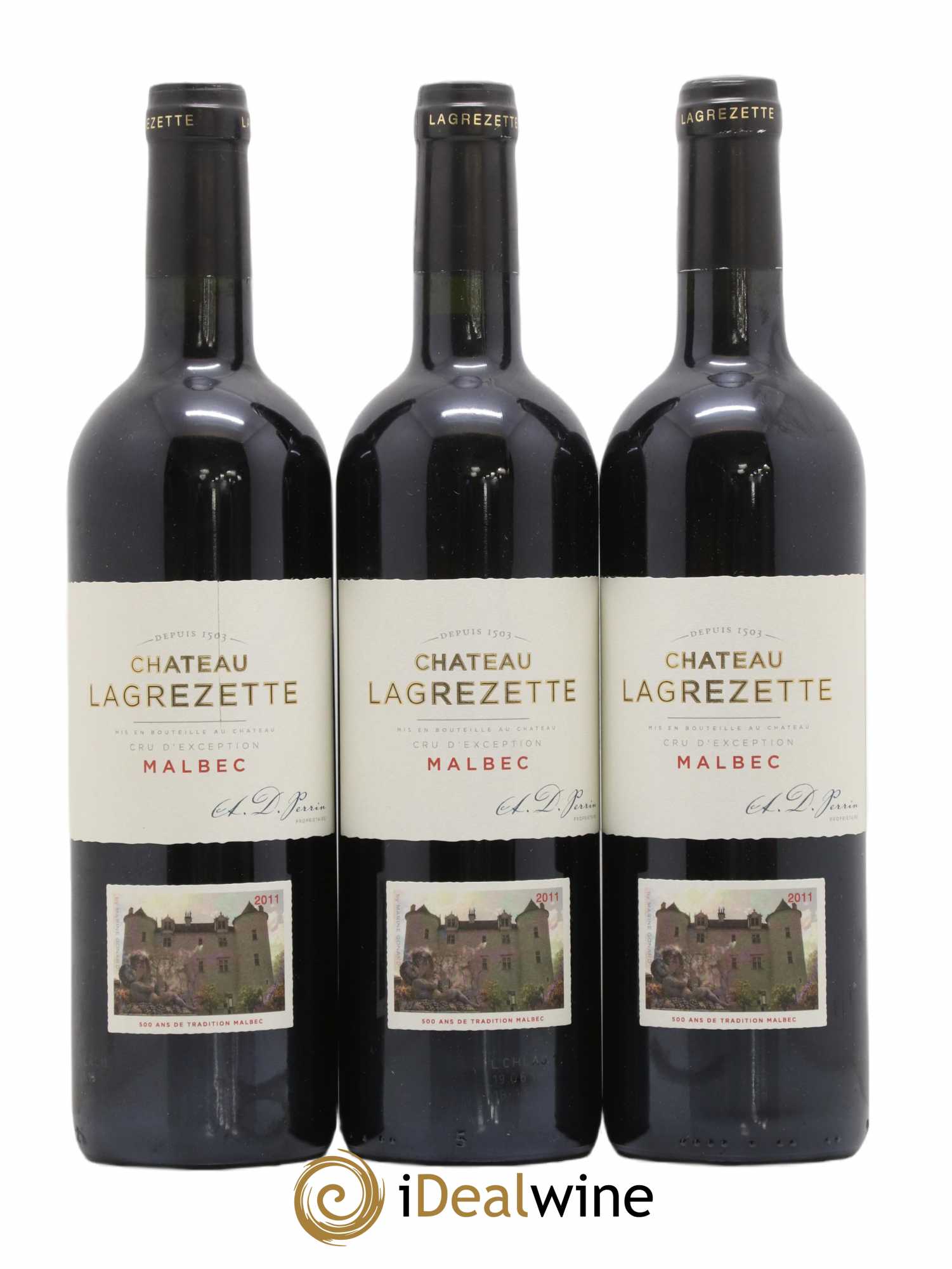 Cahors Château Lagrezette Alain Dominique Perrin 2011 - Lot de 3 bouteilles - 0