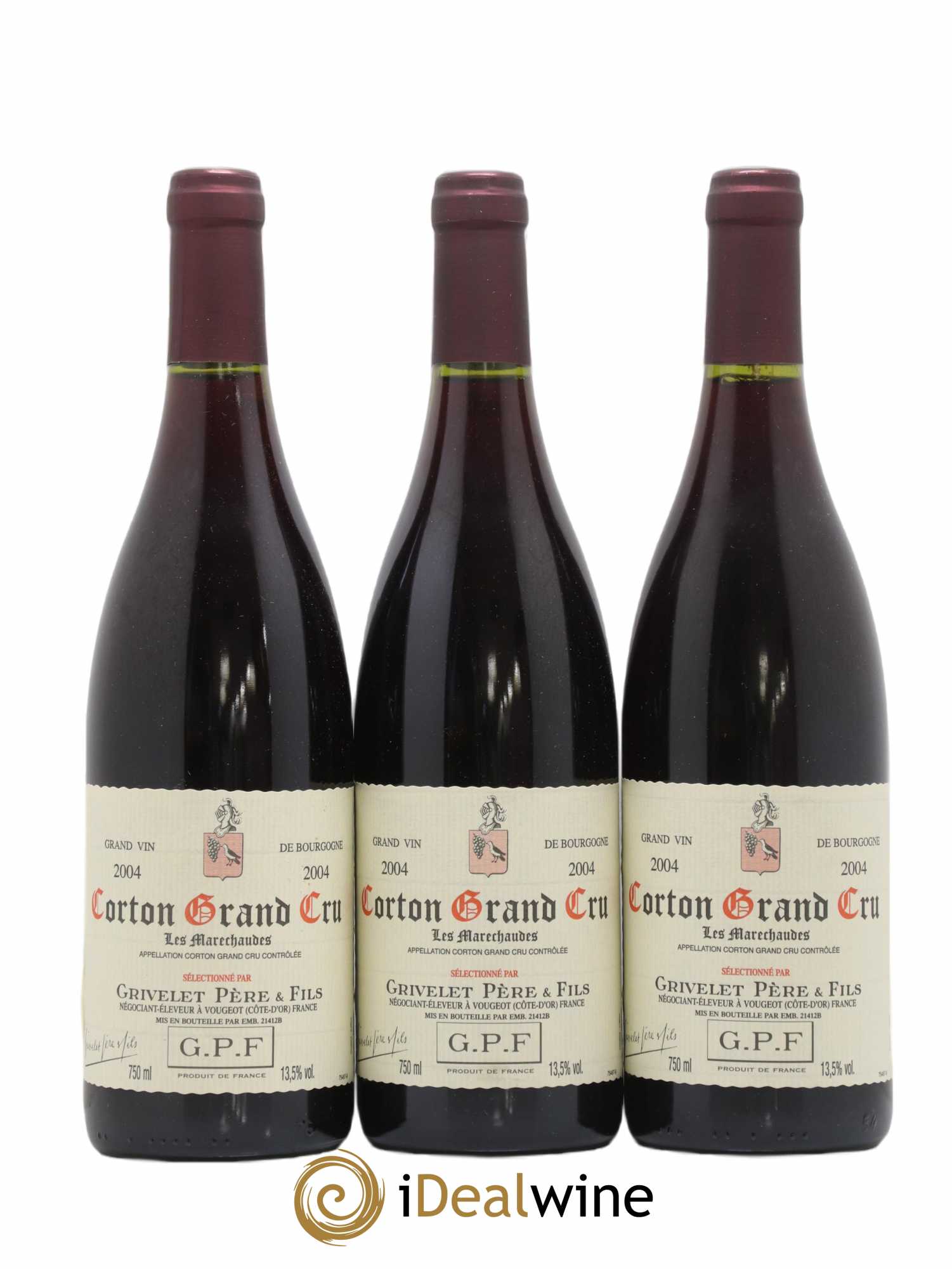 Corton Grand Cru Les Marechaudes Grivelet Pere & Fils 2004 - Posten von 3 Flaschen - 0