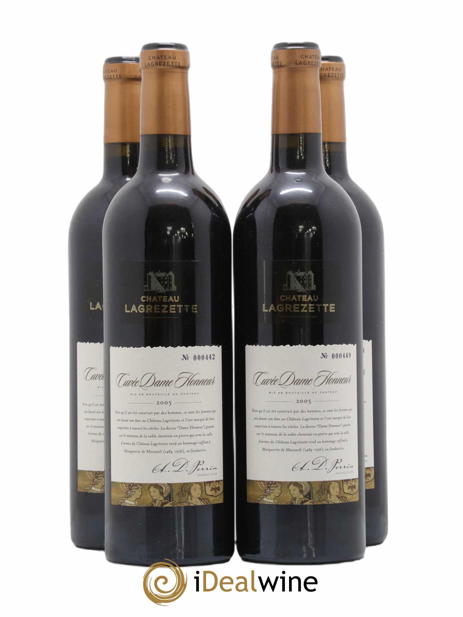 Cahors Château Lagrezette Cuvée Dame Honneur Alain Dominique Perrin 2005 - Lot de 4 bouteilles - 0