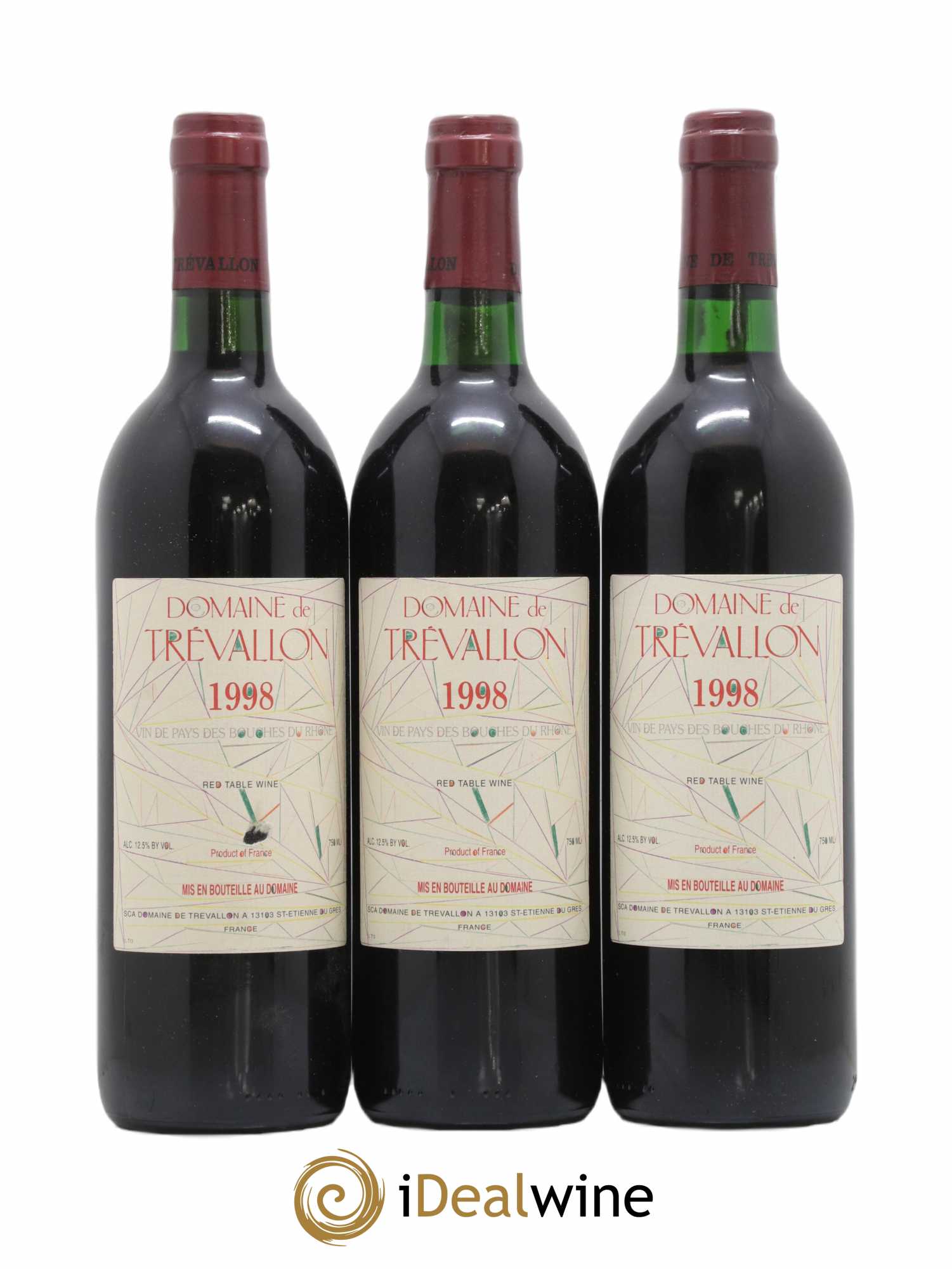 VDP Bouches du Rhône Trévallon (Domaine de) Eloi Dürrbach 1998 - Lot de 3 bouteilles - 0