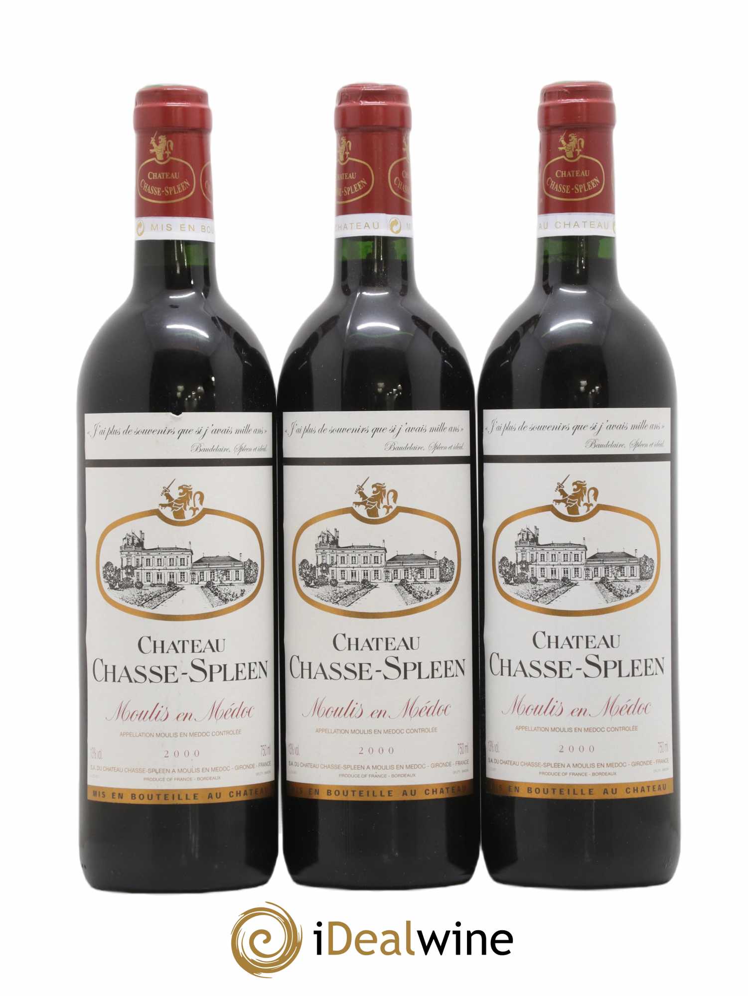 Château Chasse Spleen 2000 - Lot de 3 bouteilles - 0