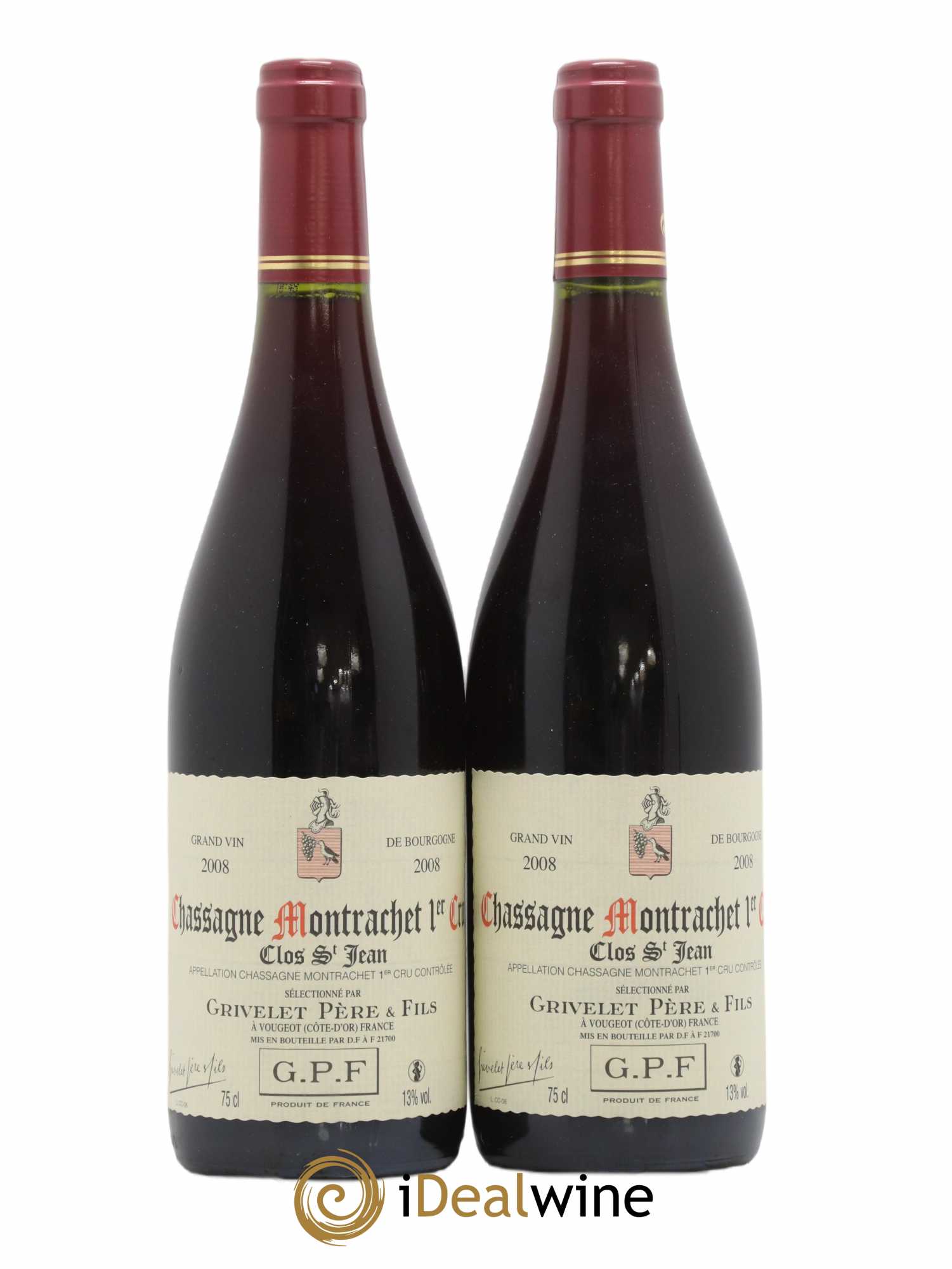 Chassagne-Montrachet 1er Cru Clos St Jean Grivelet Pere & Fils 2008 - Lot de 2 bouteilles - 0
