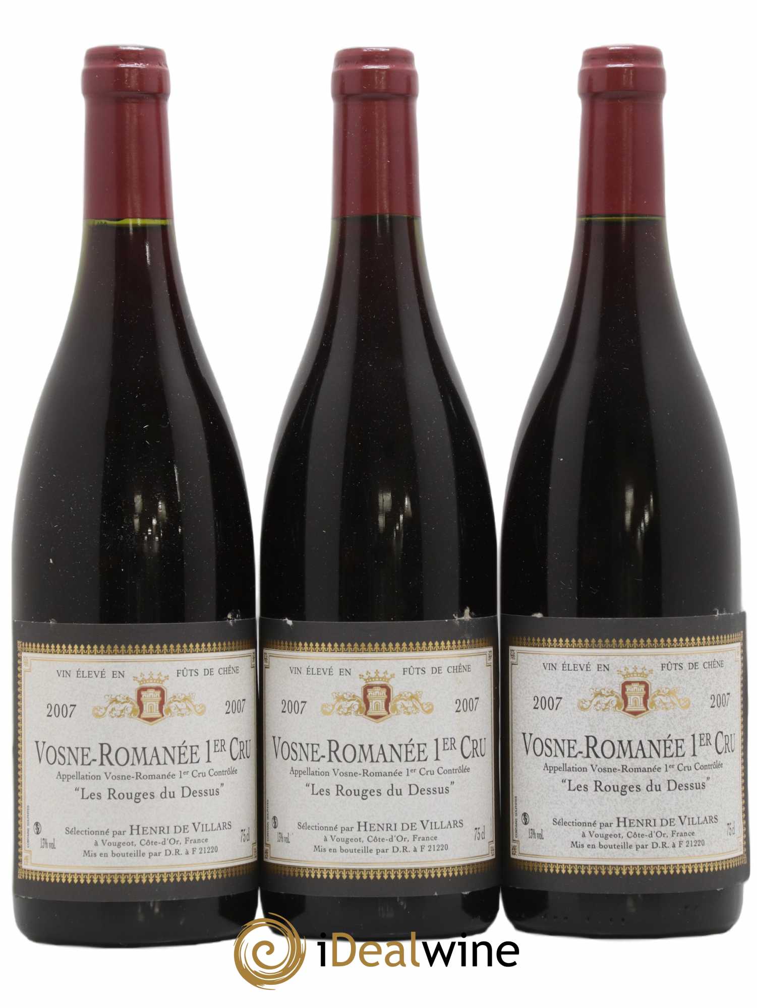 Vosne-Romanée 1er Cru Les Rouges du Dessus Henri de Villars 2007 - Lot of 3 bottles - 0