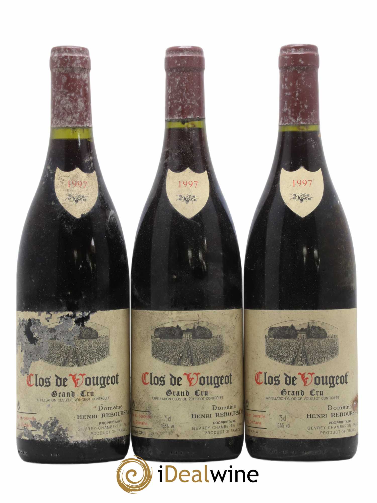 Clos de Vougeot Grand Cru Henri Rebourseau (Domaine) 1997 - Lot de 3 bouteilles - 0